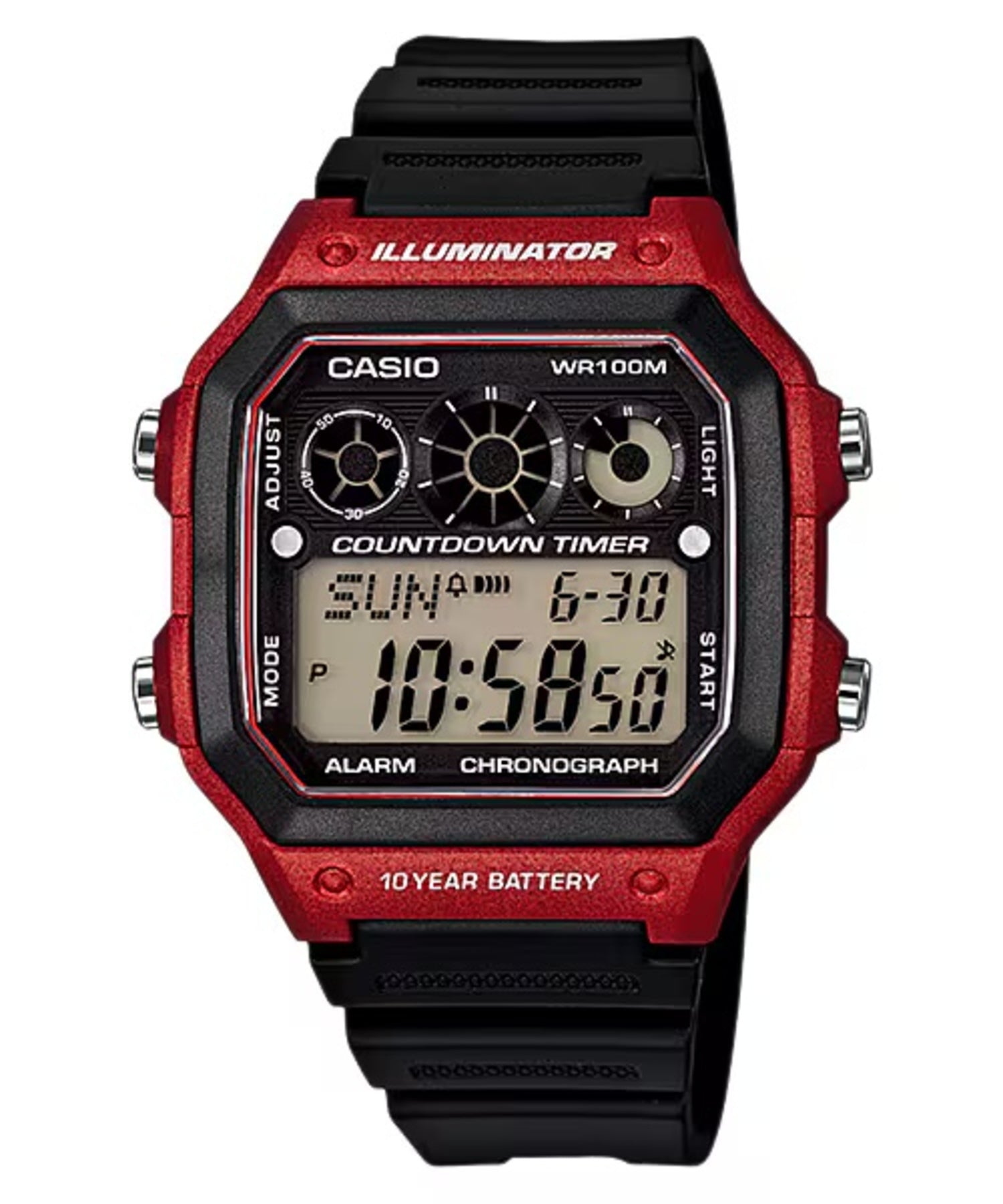 Casio MenÕs Black and Red Digital Watch - AE-1300WH-4AVDF