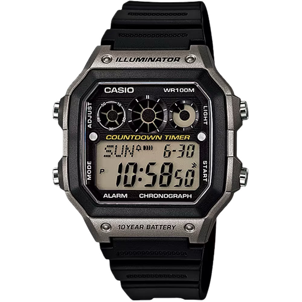 Casio MenÕs Digital Illuminator Black and Grey Digital Watch - AE-1300WH-8AV