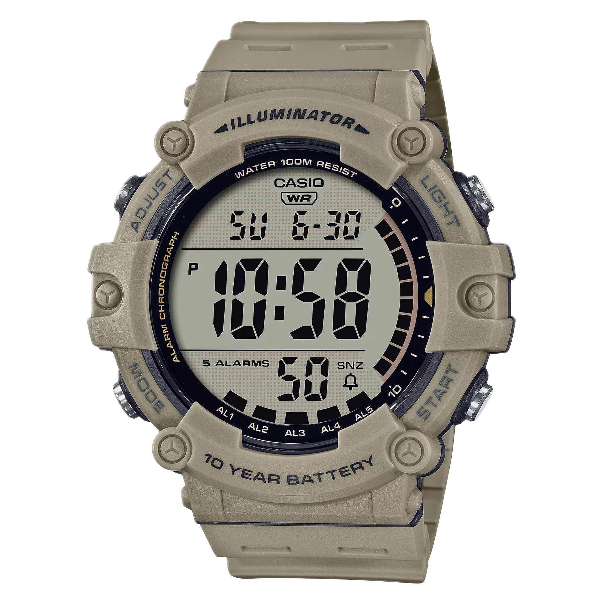 Casio MenÕs Illuminator Beige Grey Digital Watch - AE-1500WH-5AV