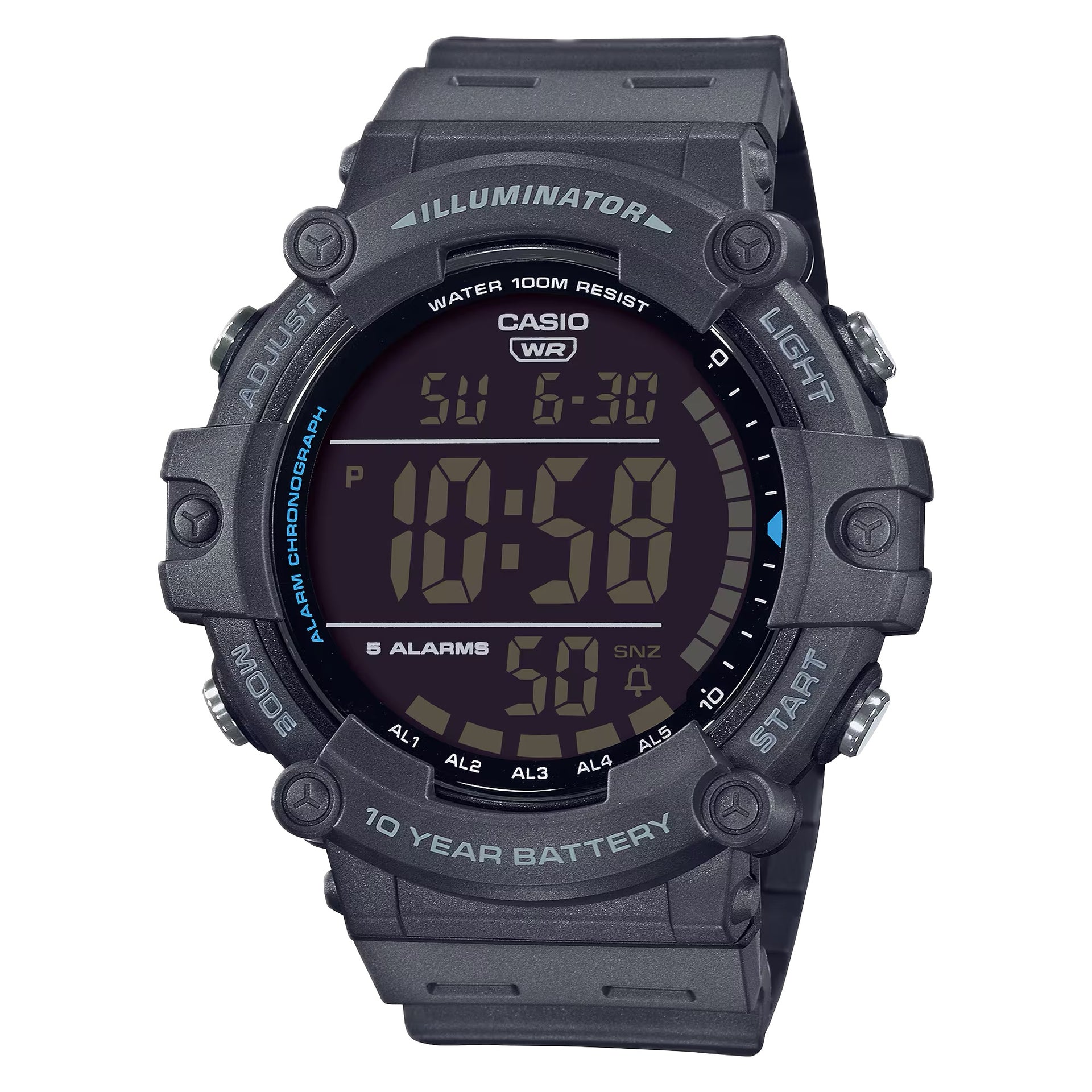 Casio MenÕs Dark Gray Digital Watch with Black Dial - AE-1500WH-8BV