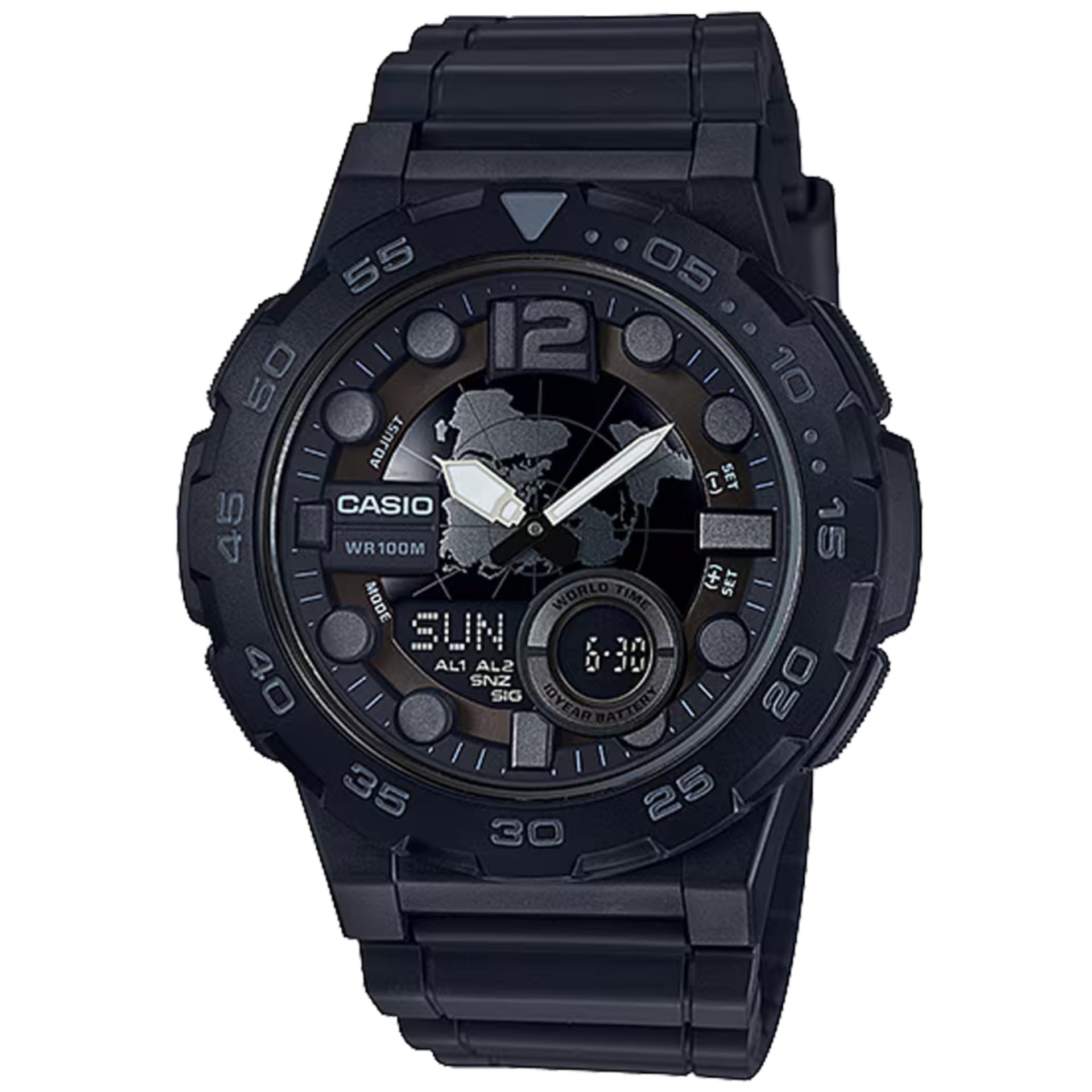 Casio Men’s Analog-Digital Watch with Black Dial - AEQ-100W-1BV