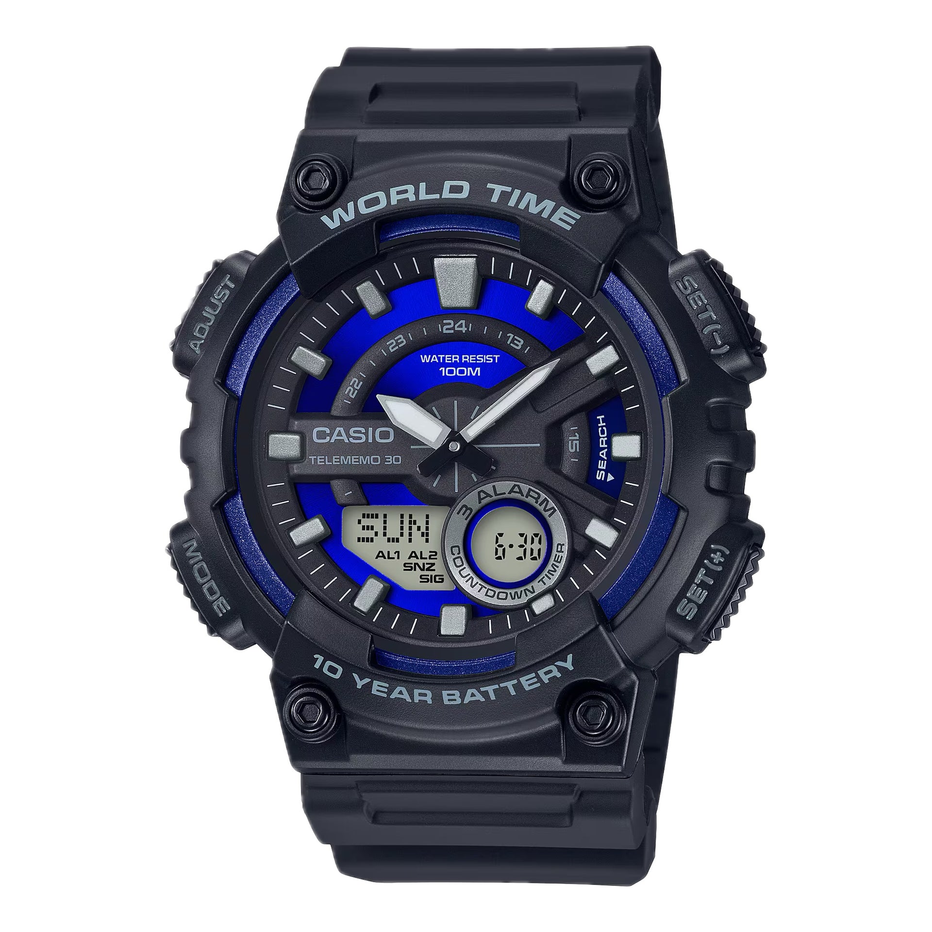Casio MenÕs Analog-Digital Sport Watch with Blue Dial - AEQ-110W-2A2V