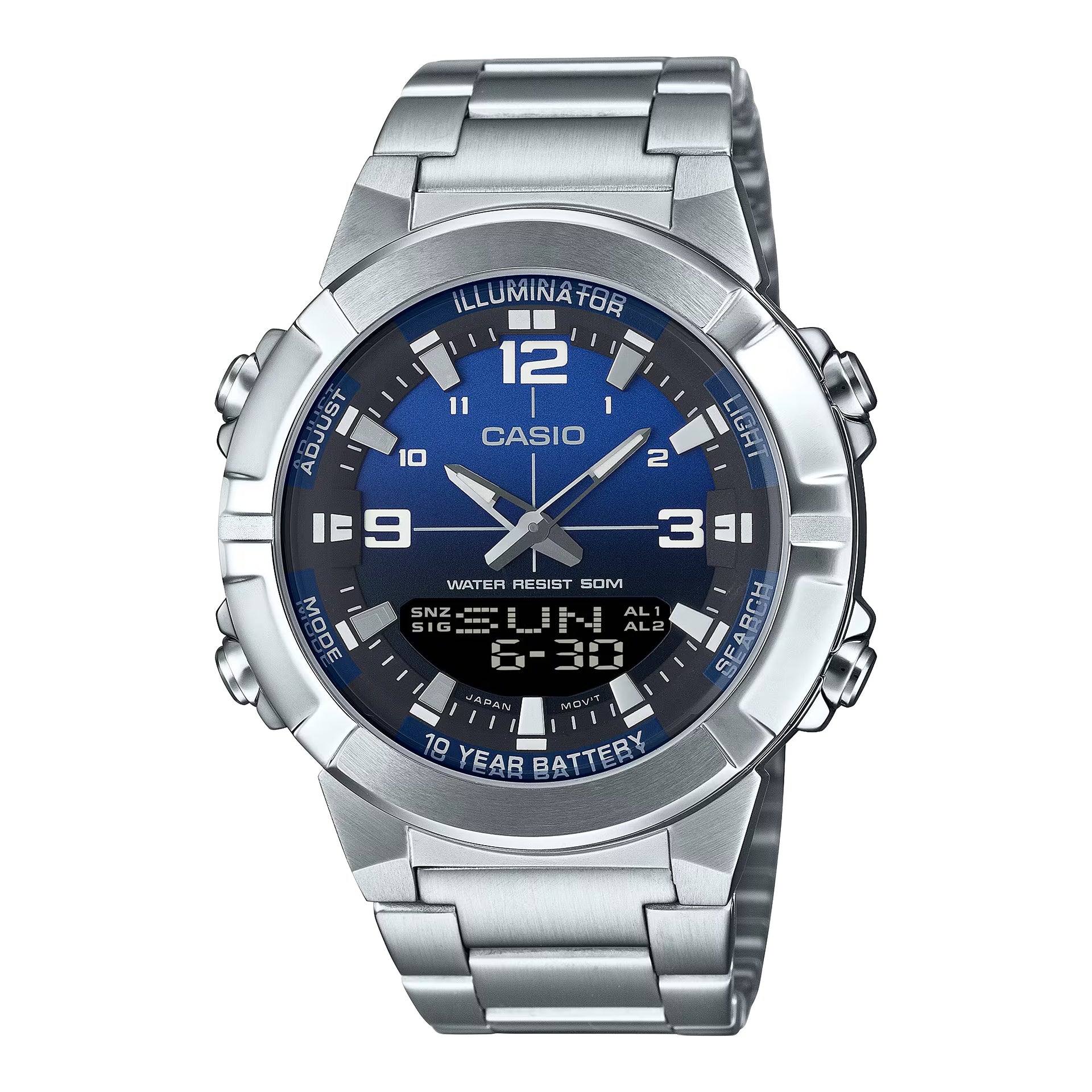 Casio Men's Blue Dial Analog Watch Stainless Steel Bracelet - AMW-870DA-2A1VDF