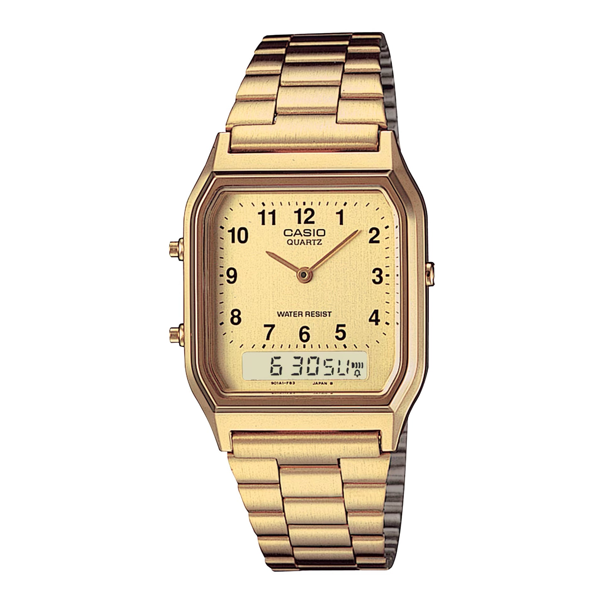 Casio Unisex Gold-Tone Analog-Digital Stainless Steel Bracelet Watch - Casio AQ_230GA_9B