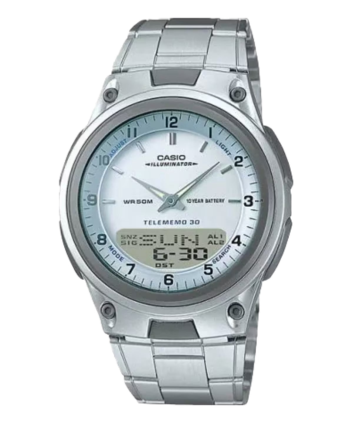 Casio Men's Analog-Digital Sport Watch with Silver Dial - AW-80D-7AV