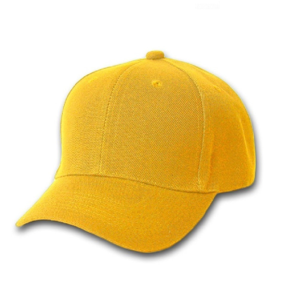 6 Pack Plain Cotton Dad Baseball Caps Solid Colors (Yellow)