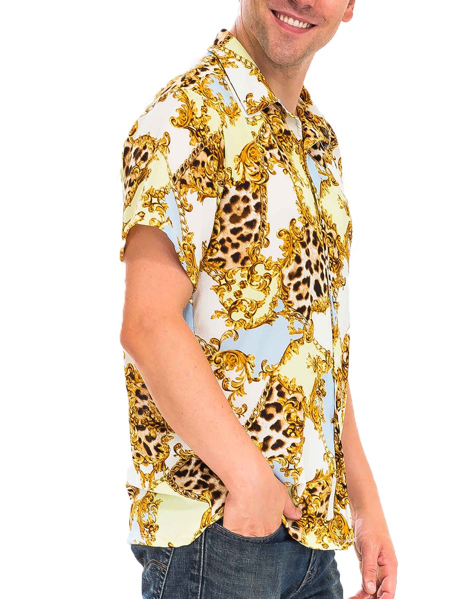 HIDDEN CHEETAH BUTTON DOWN SHIRT