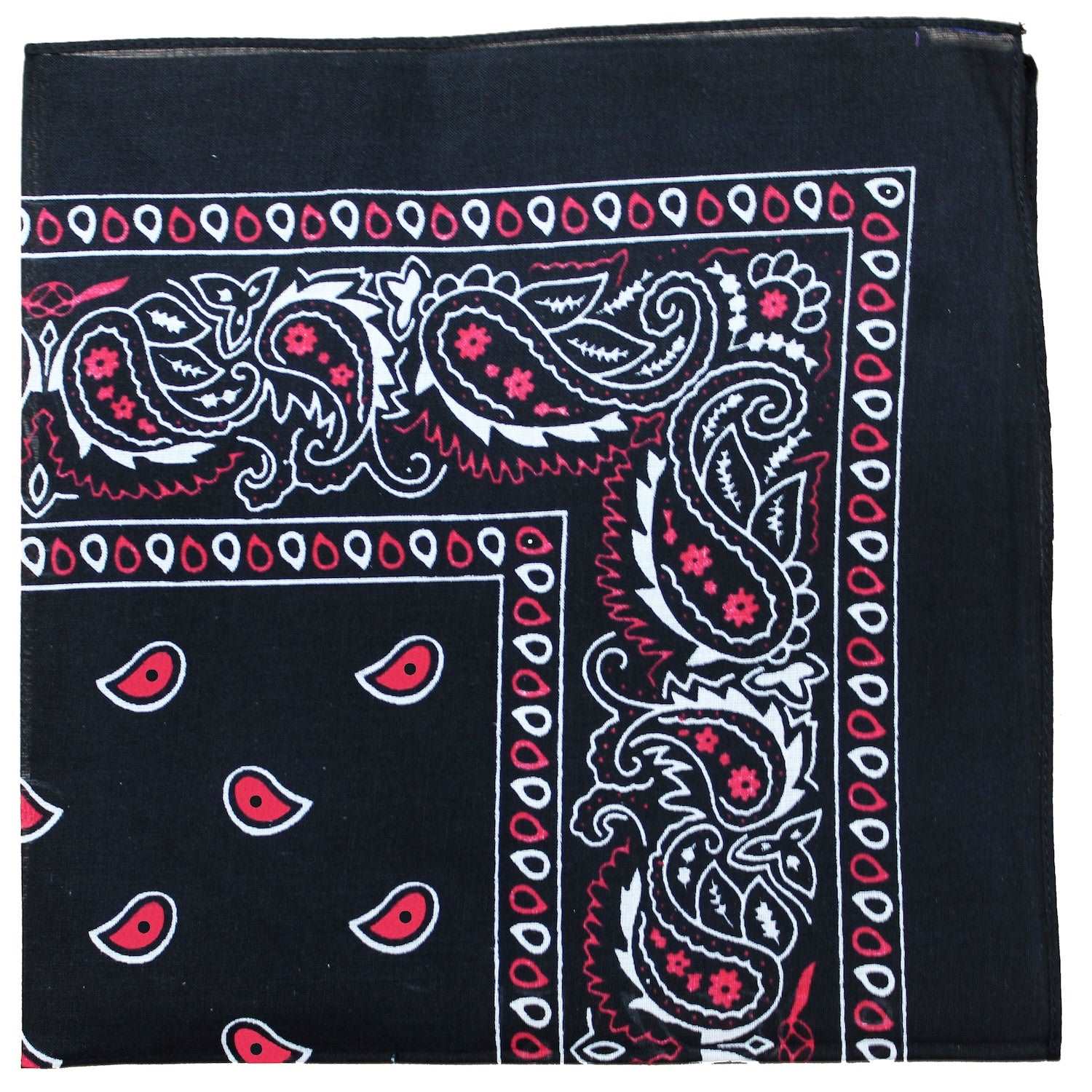 18 Pack 22 Inch Regular Size Polyester Paisley Bandanas (Black & Red)