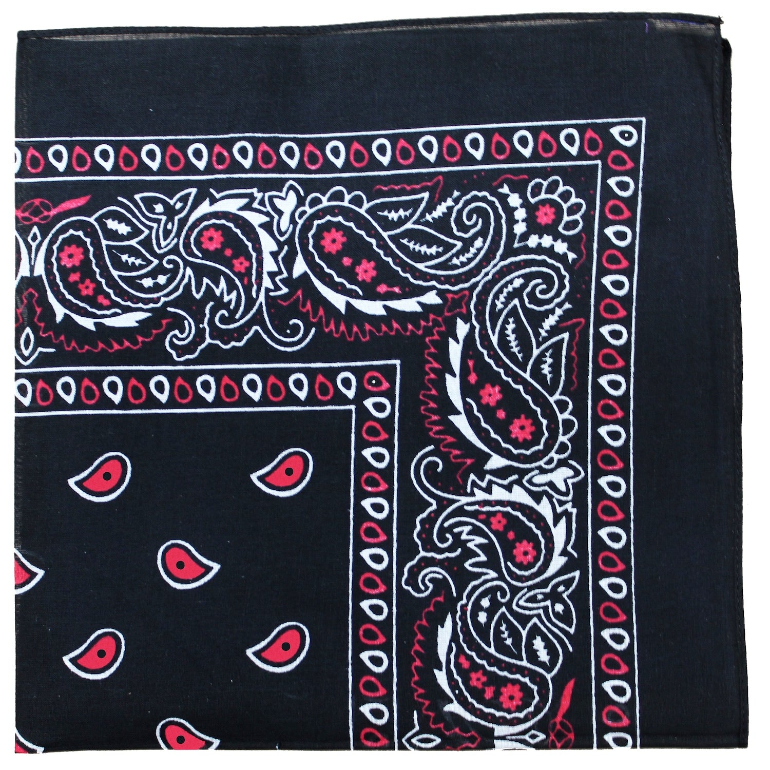 30 Pack Polyester Paisley Bandanas 22 Inch Standard Size (Black & Red)