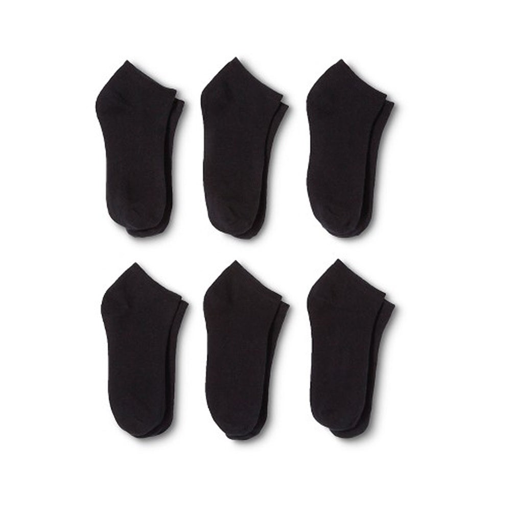 6 Pair Cotton Ankle Socks Breathable Soft and Durable (Black, 9 - 11)