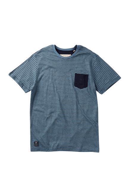 Blue Stripe Pocket Tee with Contrast Pocket