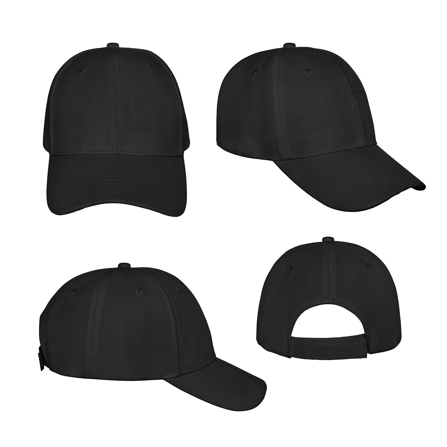 Pack of 6 Plain Baseball Caps Adjustable Casual Style