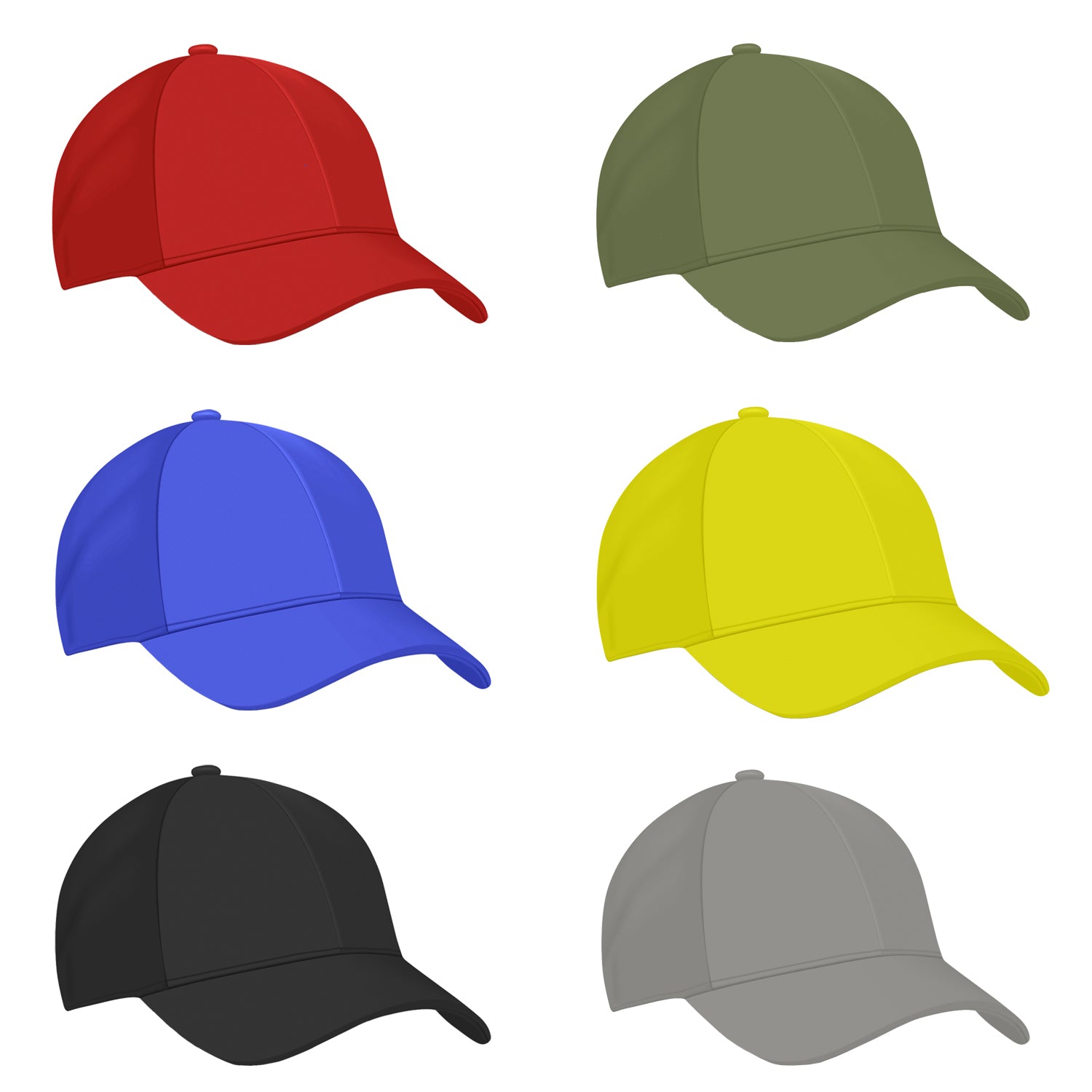 Pack of 6 Plain Baseball Caps Adjustable Casual Style