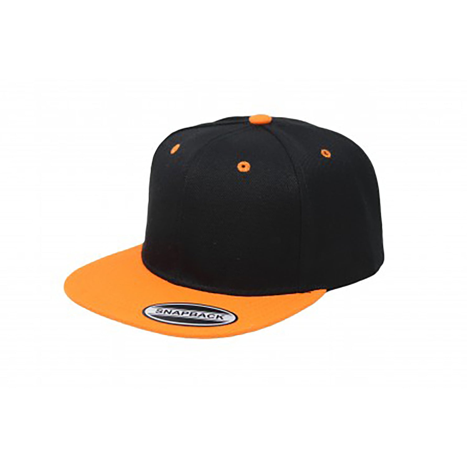 6 Pack Snapback Cap Hats Flat Brim Adjustable (Black & Orange)