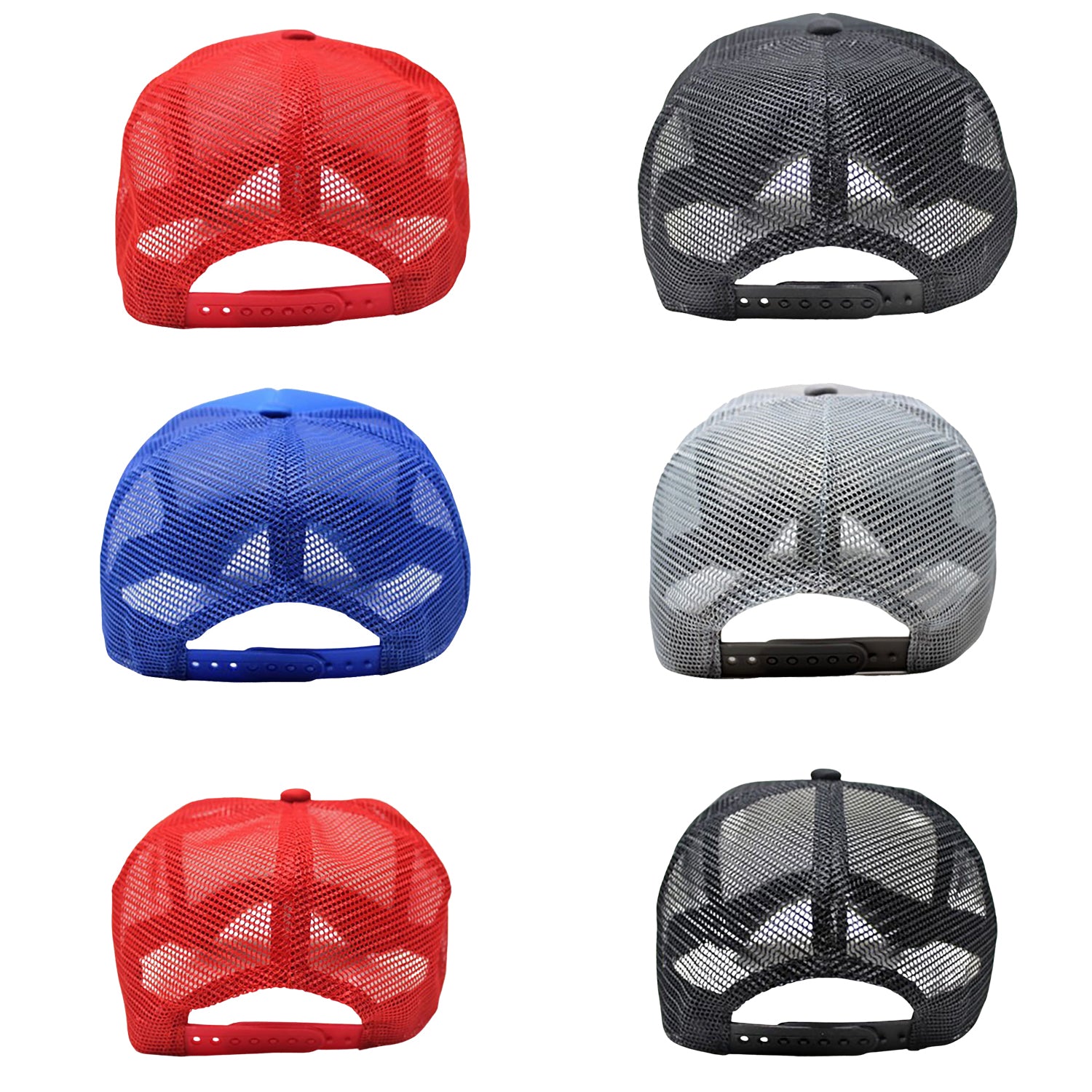 Pack of 6 Adjustable Trucker Hat Caps