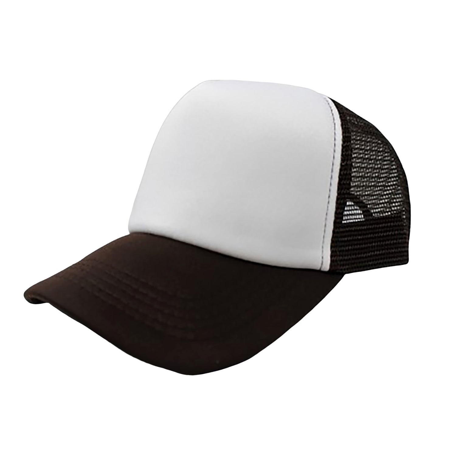 Pack of 6 Adjustable Trucker Hat Caps (White & Brown)