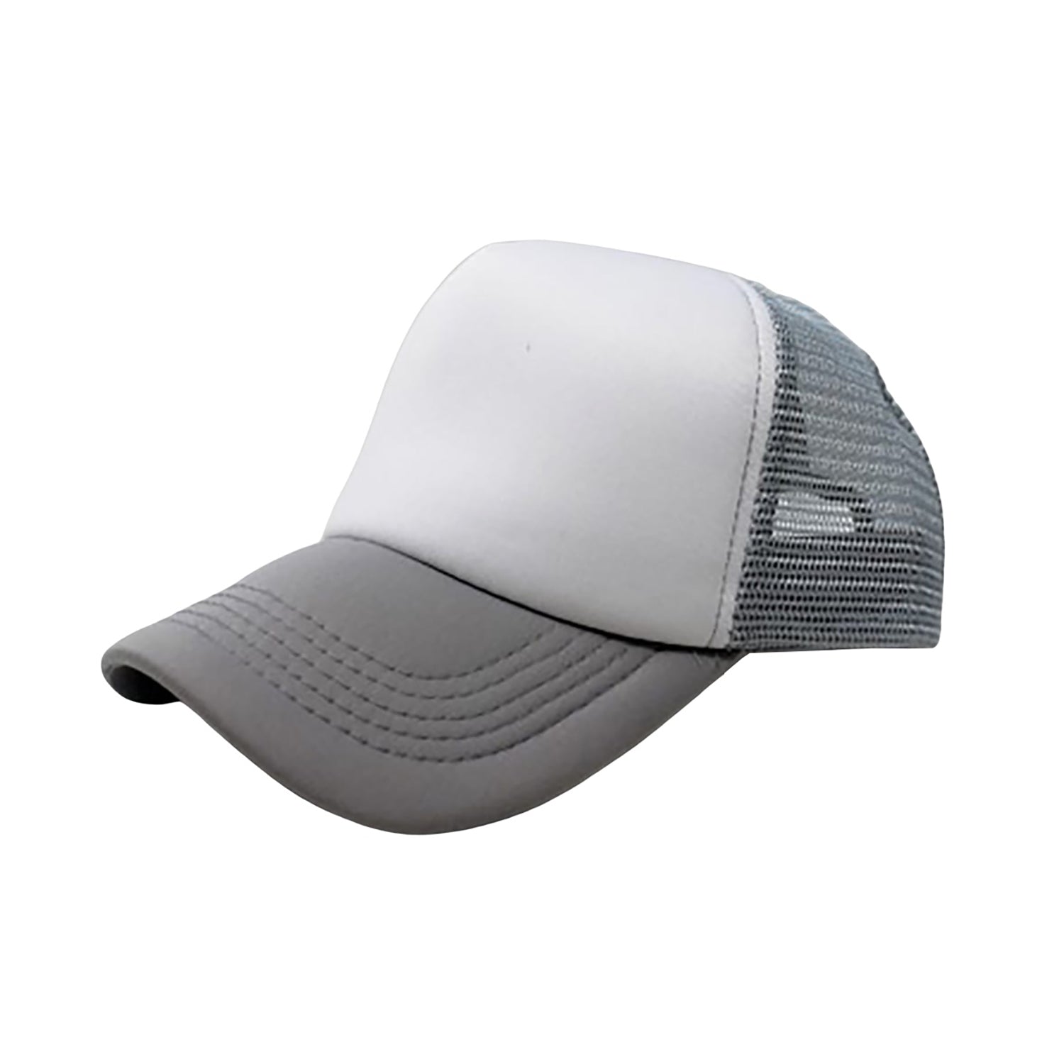 Pack of 6 Adjustable Trucker Hat Caps (White & Grey)