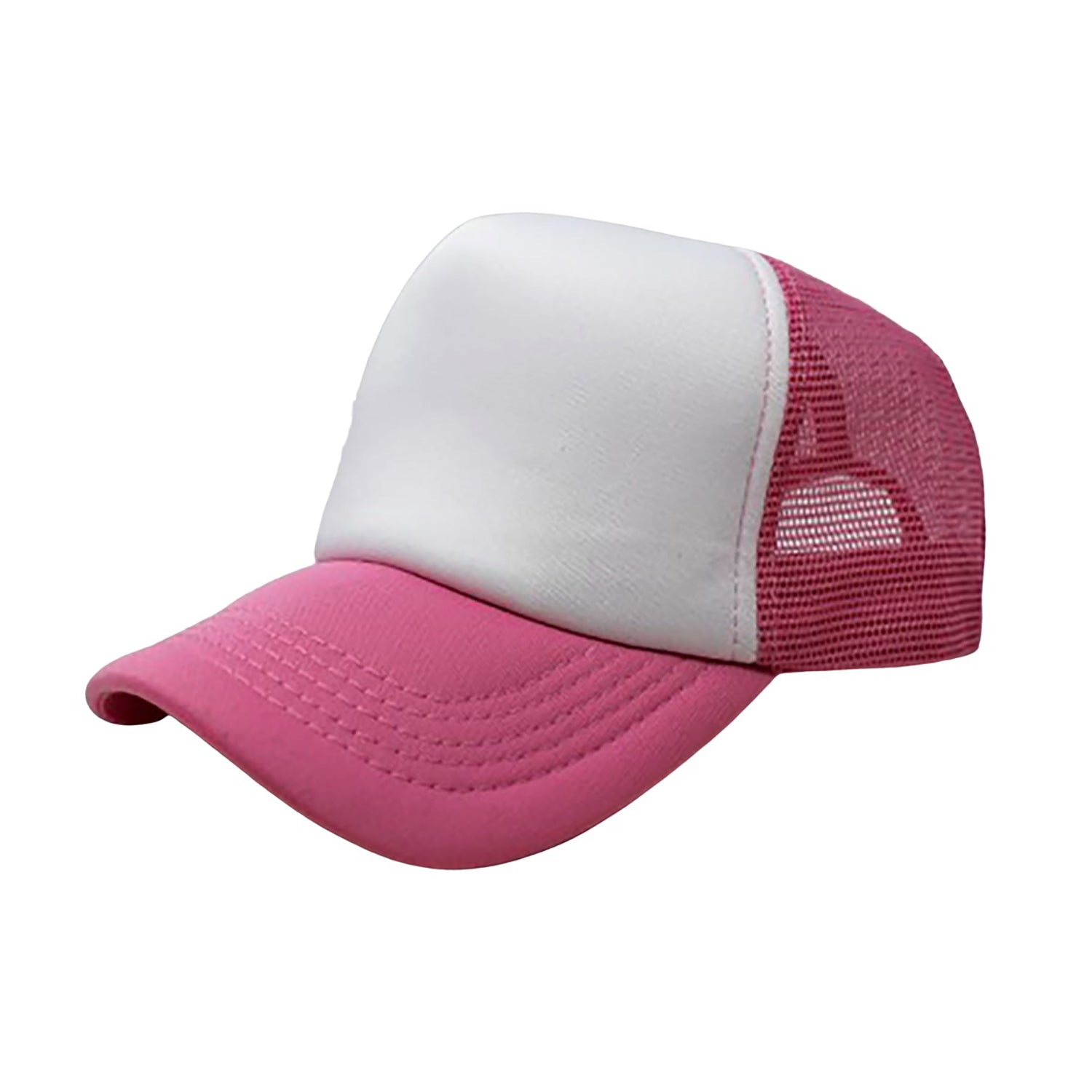 Pack of 6 Adjustable Trucker Hat Caps (White & Pink)