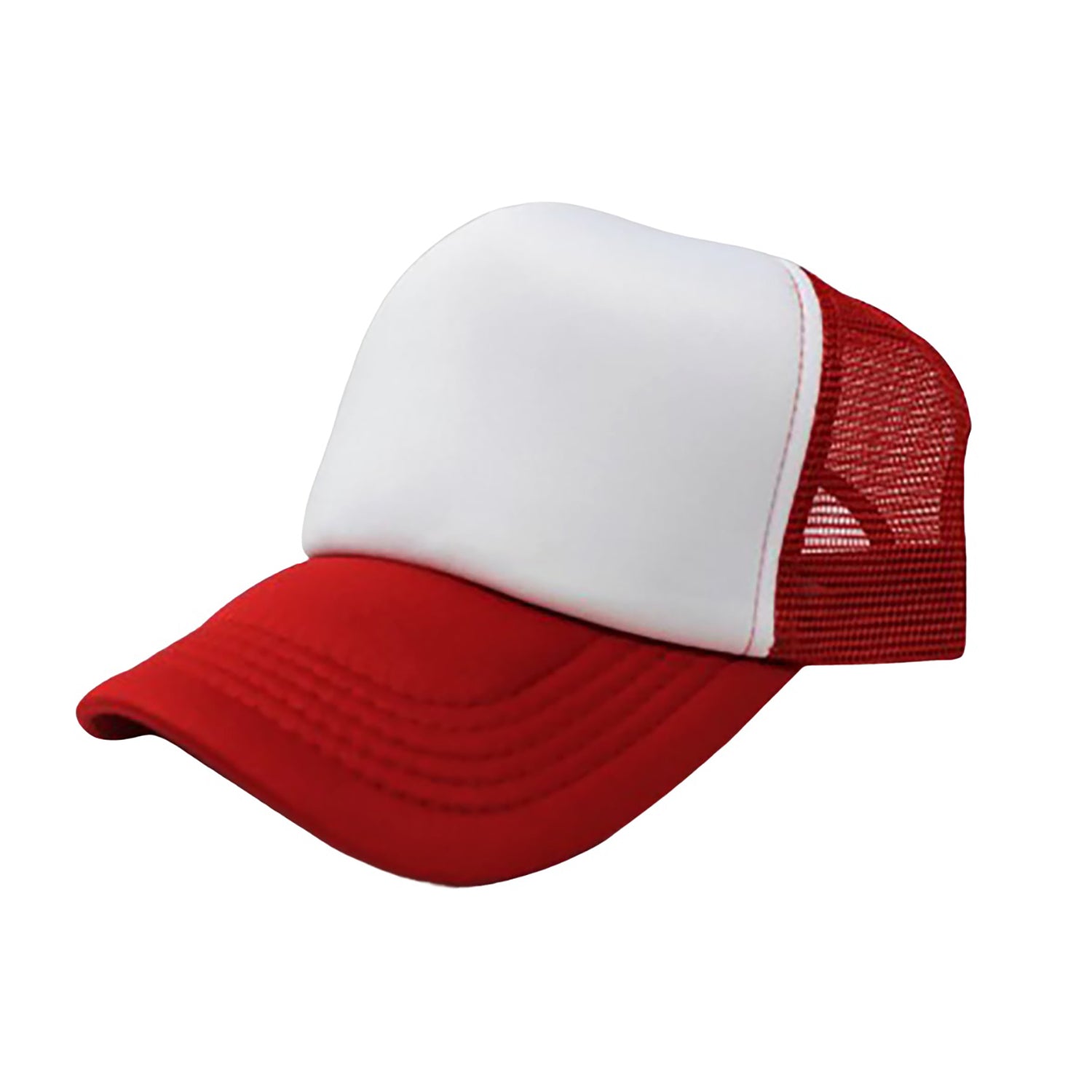 Pack of 6 Adjustable Trucker Hat Caps (White & Red)