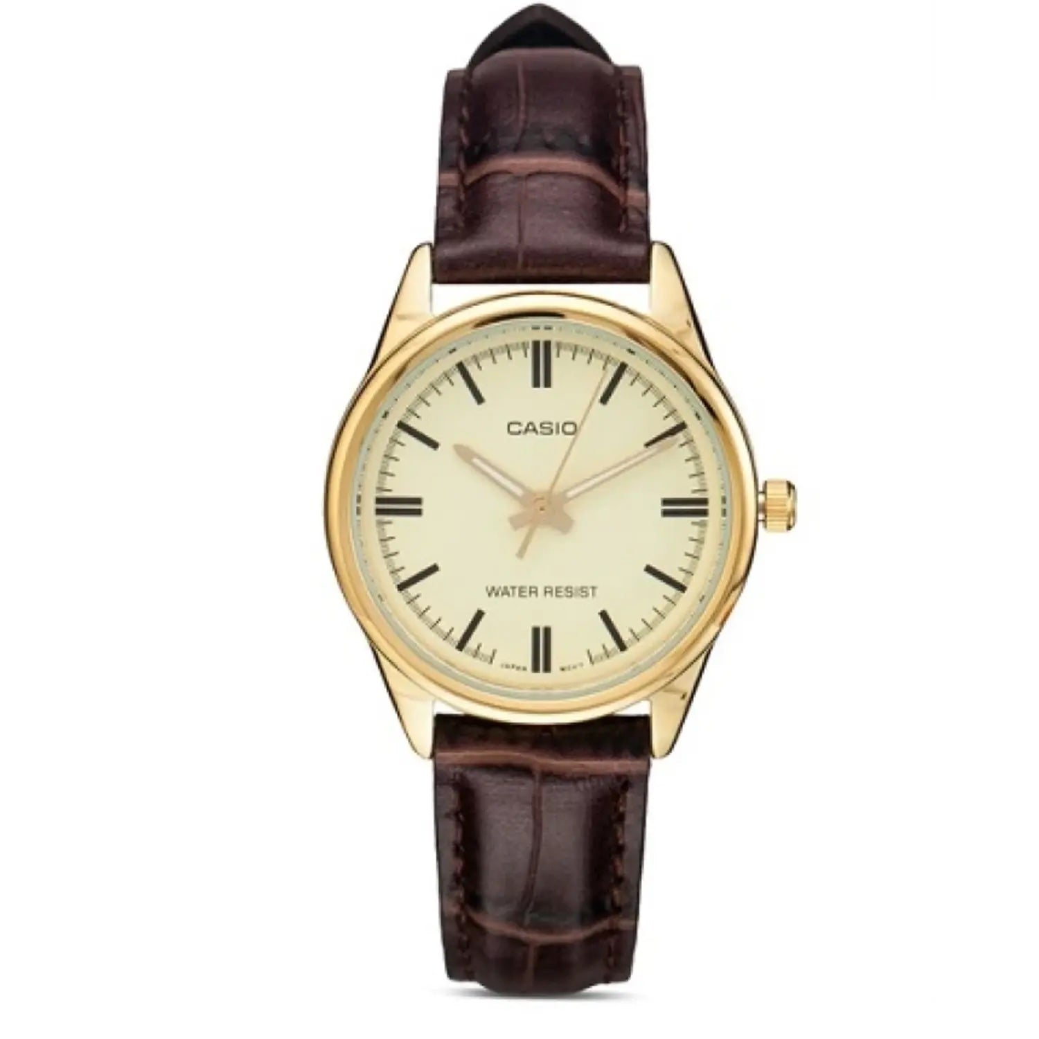 Casio WomenÕs Gold-Tone Leather Strap Analog Watch - LTP-V005GL-9AUDF