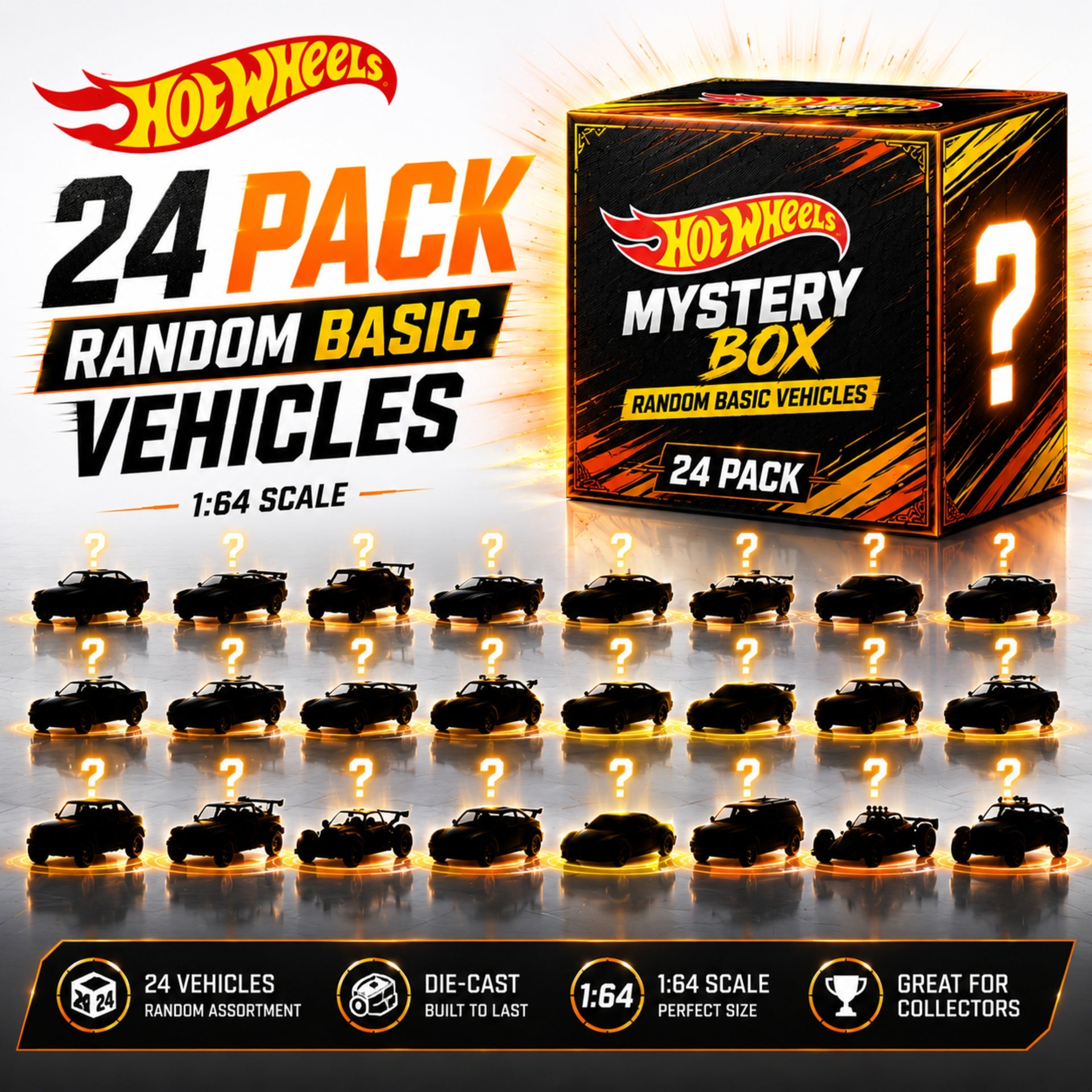 Hot Wheels Basic Mystery Blind Box Case | 24 Pack