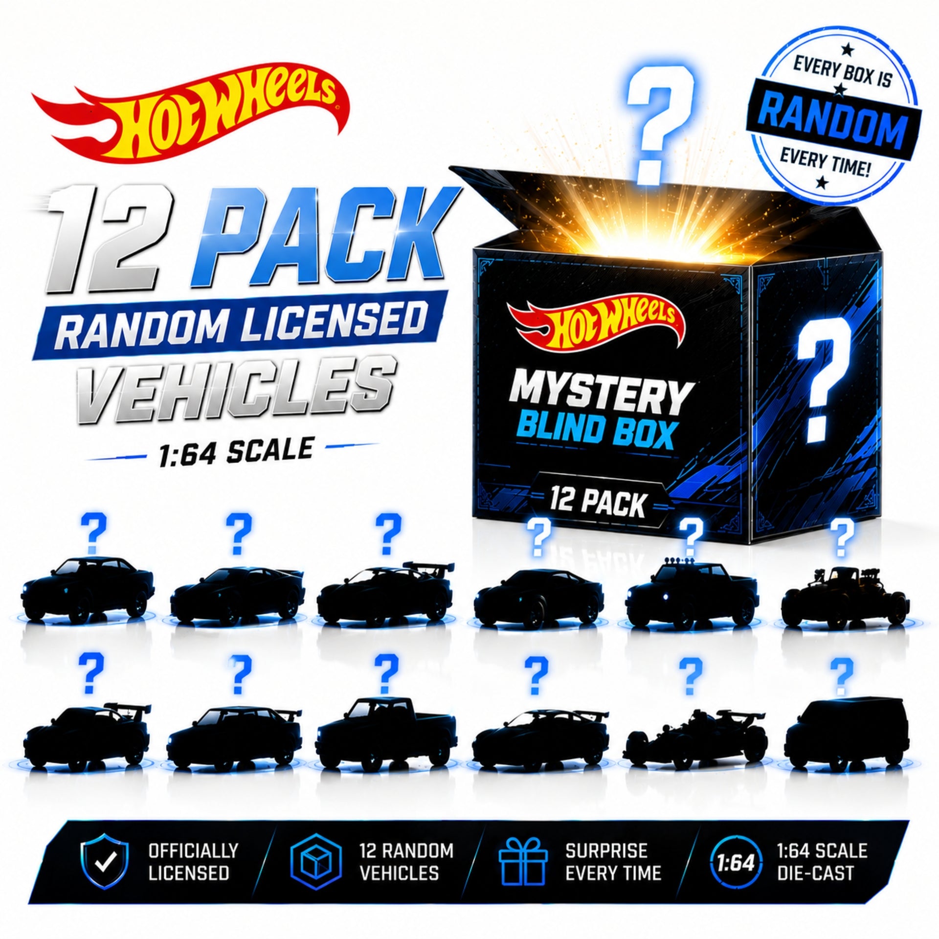Hot Wheels Random Licensed Blind Box Case | 12 Pack