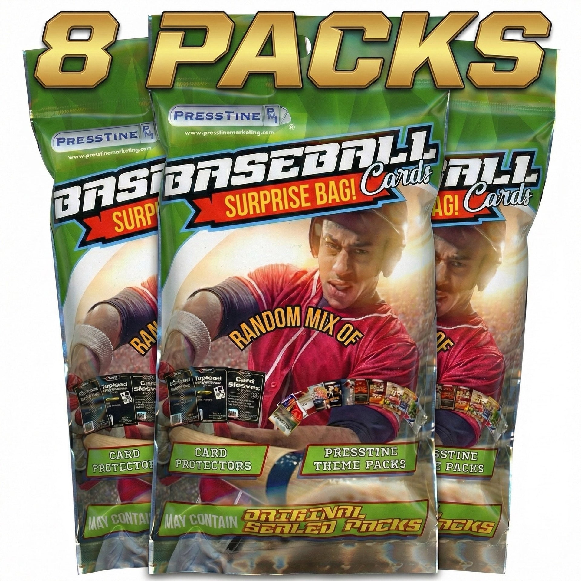Pack of 8 Presstine Baseball Trading Cards Surprise Bag