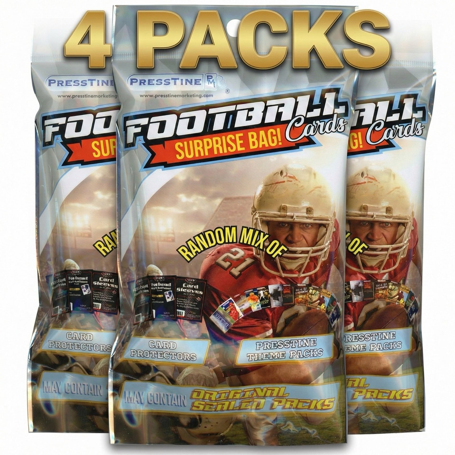4-Pack Presstine Football Trading Cards Surprise Bag