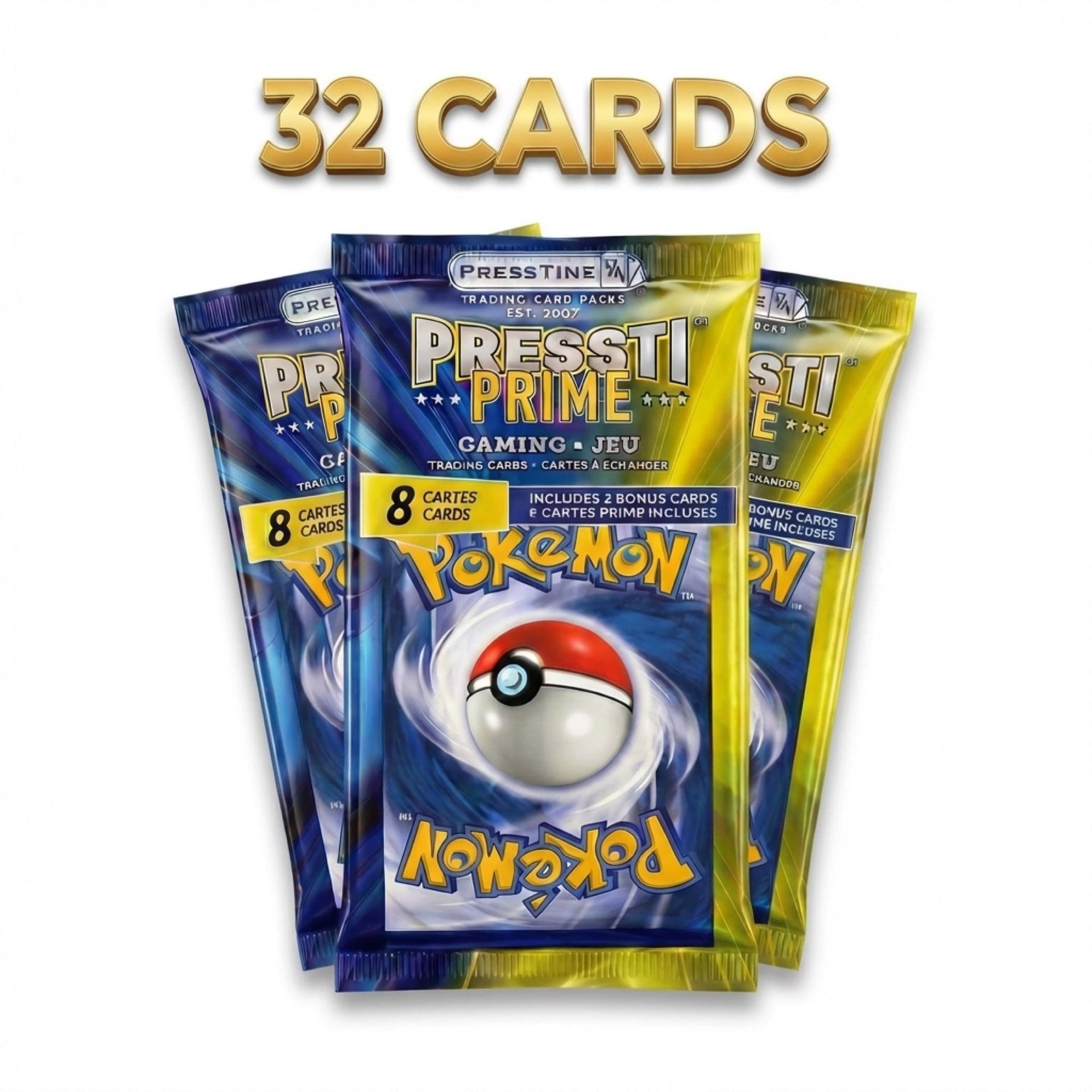 4-Pack Presstine Pokemon Presstiprime 8-Card Packs - 32 Cards Total