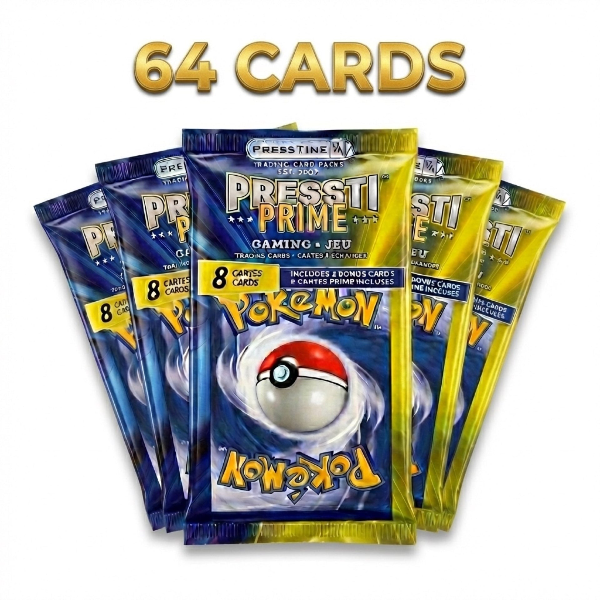 Pack of 8 Presstine Pokemon Presstiprime 8-Card Packs - 64 Cards Total