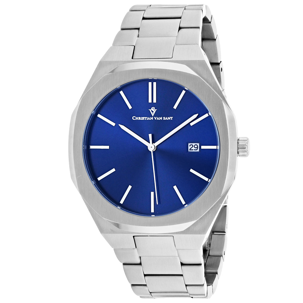 Christian Van Sant Men's Octavius Slim Blue Dial Watch - CV0522