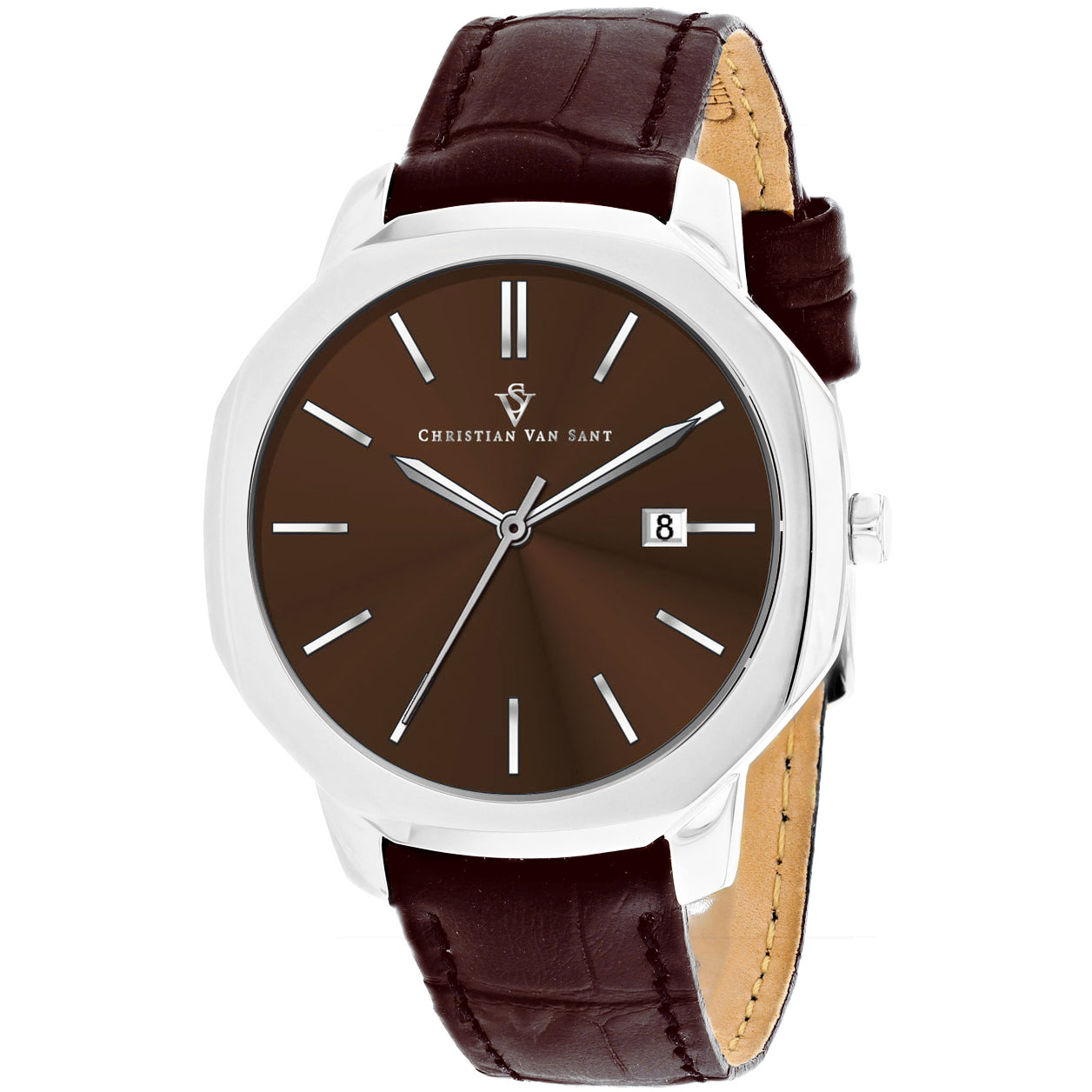 Christian Van Sant Men's Octavius Slim Brown Dial Watch - CV0536