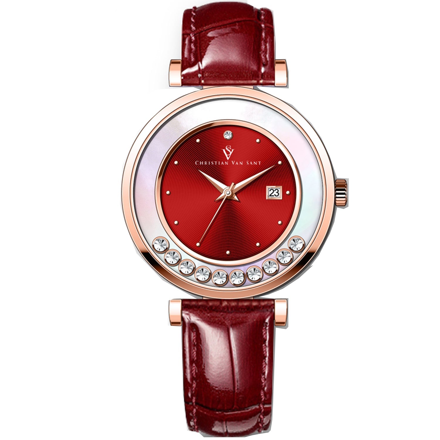 Christian Van Sant Women's Bria Red Dial Watch - CV3816