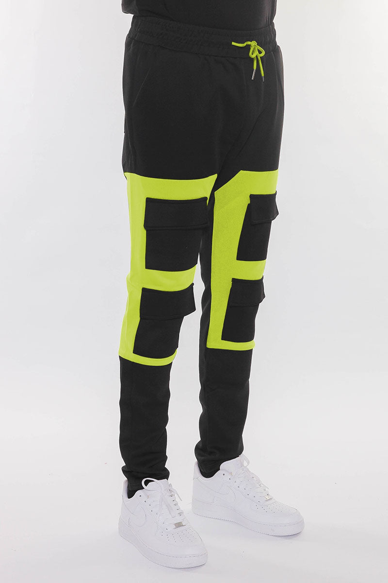 COLOR BLOCK CARGO TRACK PANTS