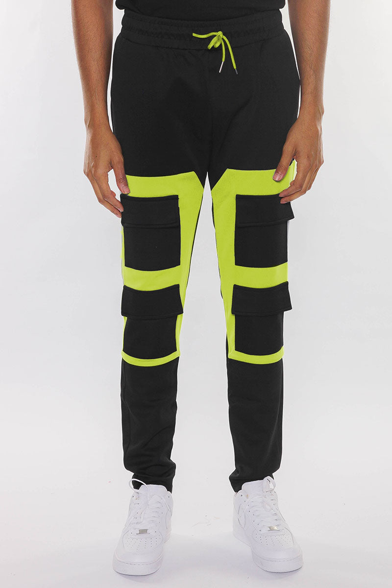 COLOR BLOCK CARGO TRACK PANTS