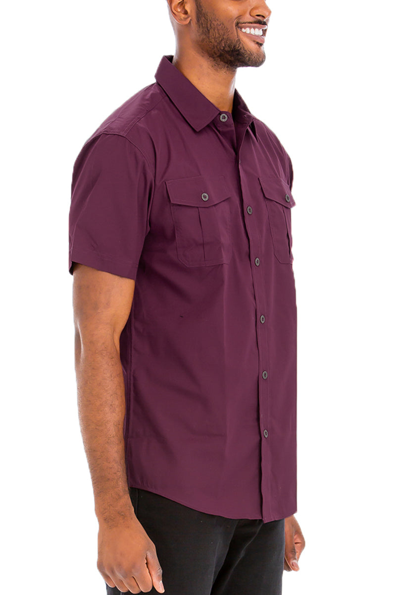 TWO POCKET BUTTON DOWN SHIRT (BURGUNDY)