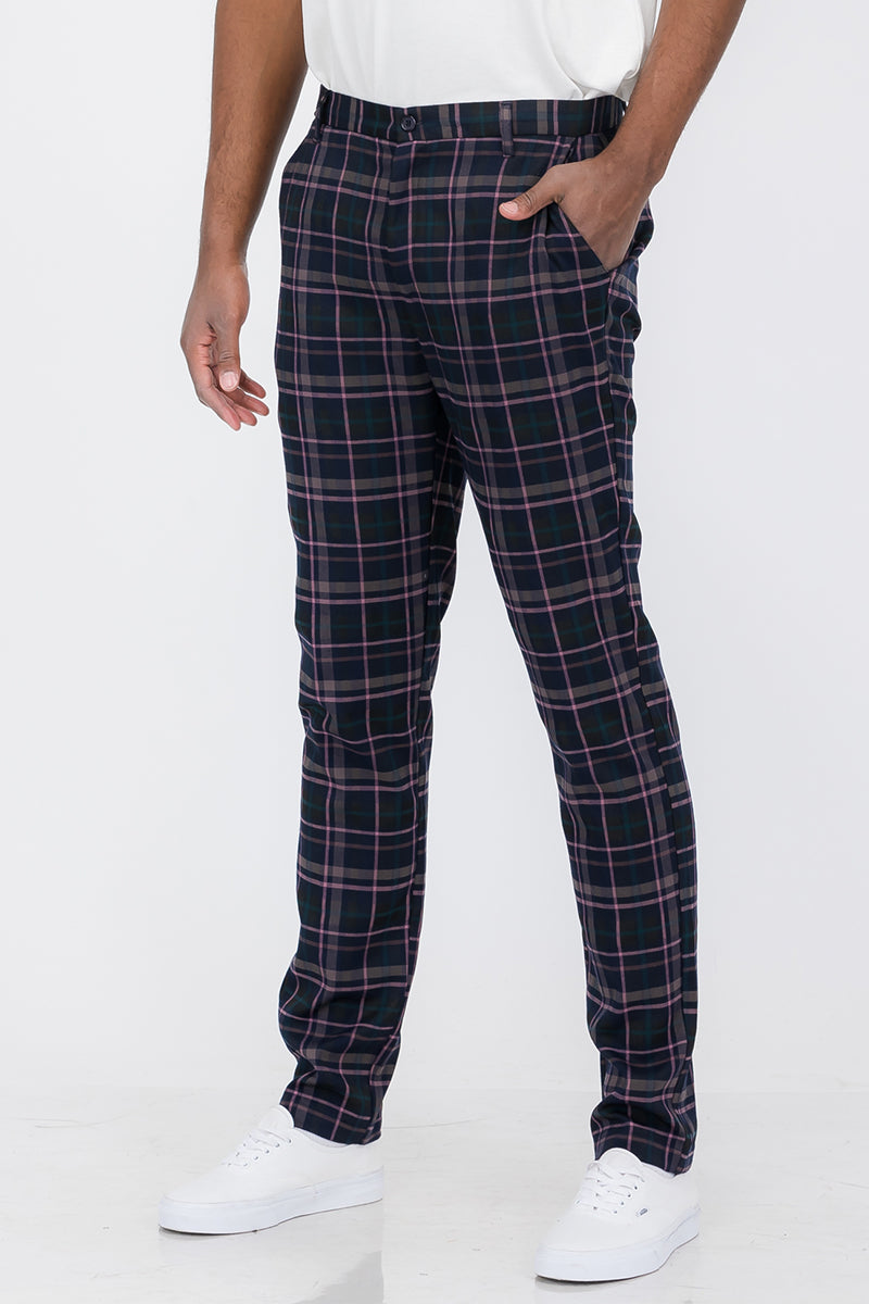 Plaid Slim Fit Trouser Pants