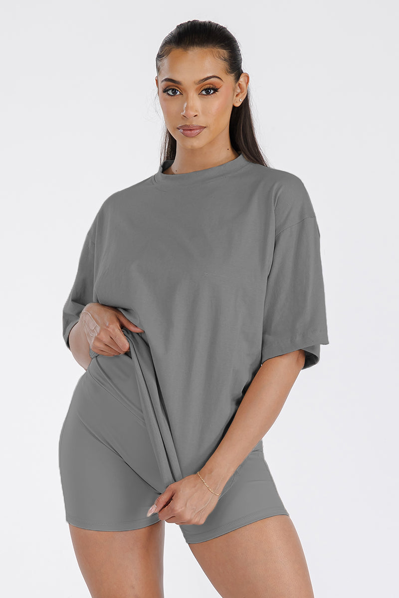 Womens Boyfriend Oversized Drop Shoulder Tee