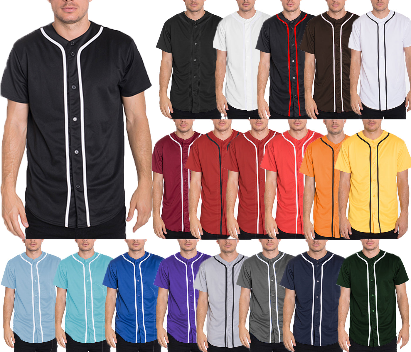 Mens Baseball Button Down Jersey Hipster Hip Hop T