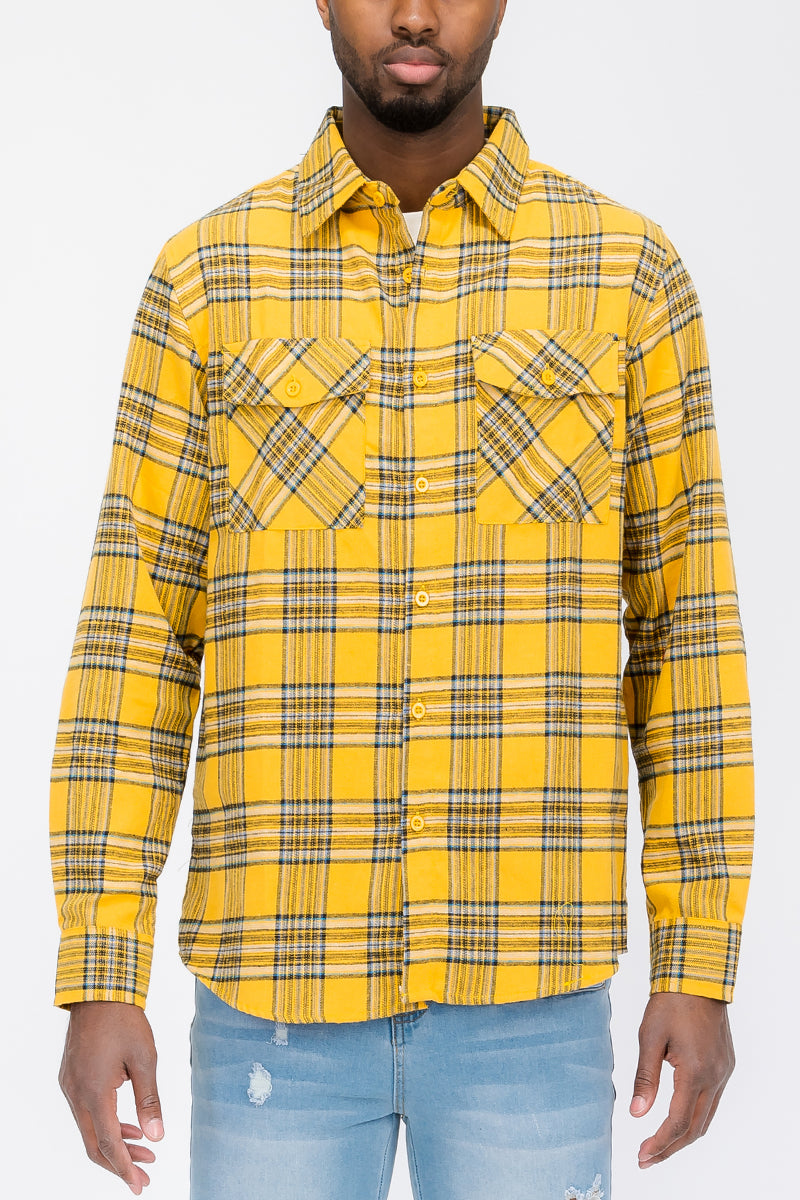 Long Sleeve Checkered Flannel Shirt