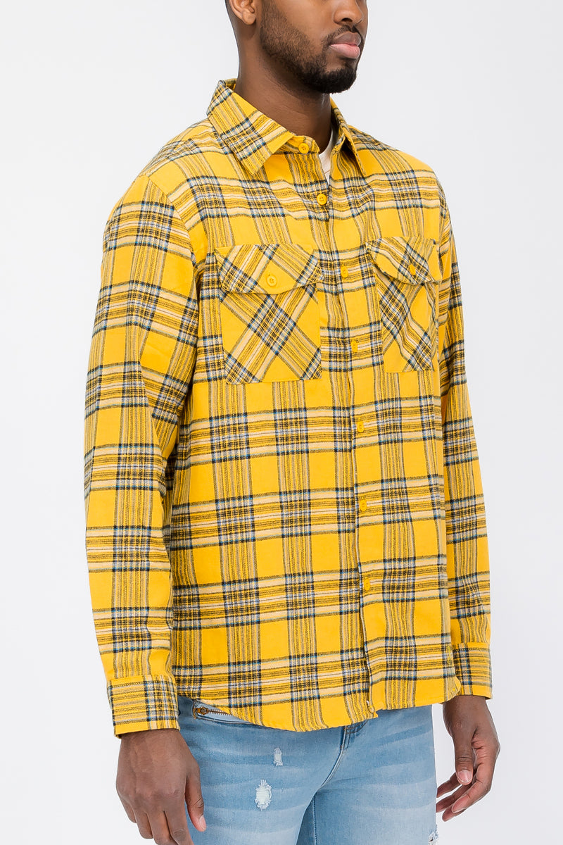 Long Sleeve Checkered Flannel Shirt