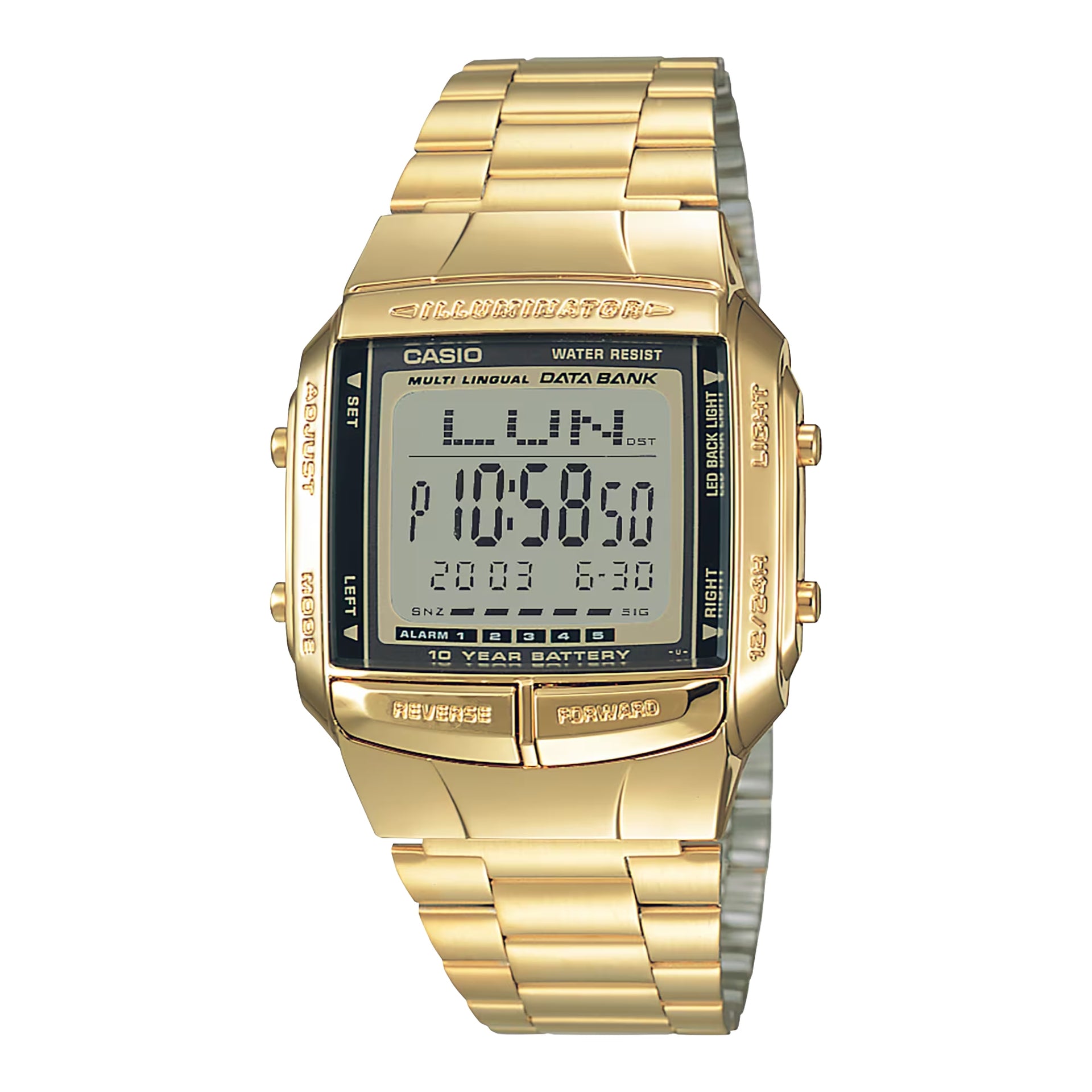 Casio MenÕs Gold Digital Watch with Gold Stainless Steel Bracelet - DB-360G-9A