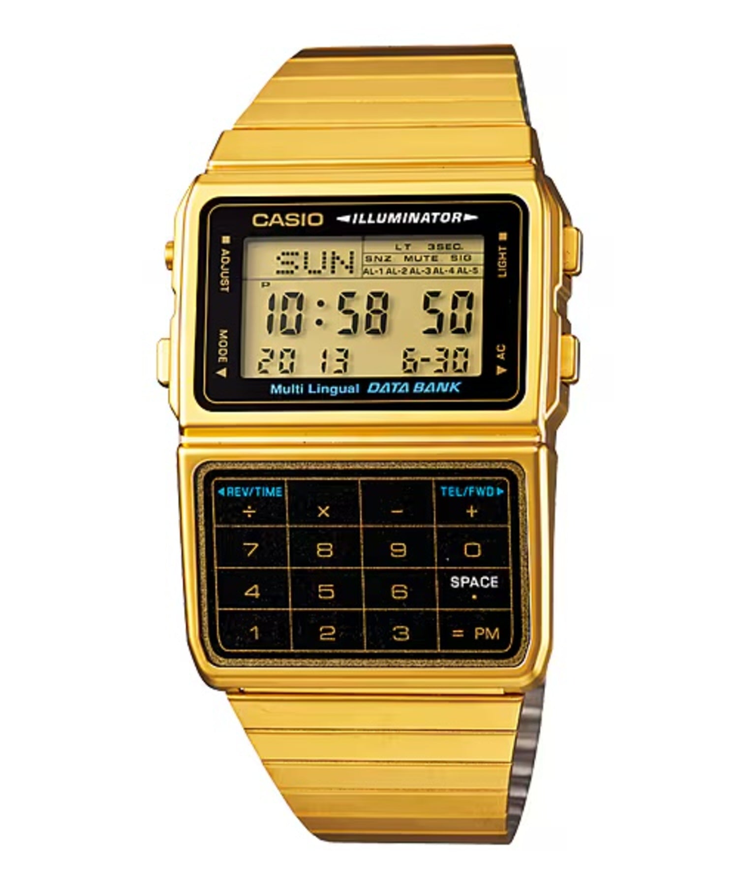 Casio MenÕs Gold Digital Databank Watch with Calculator - DBC-611G-1DF