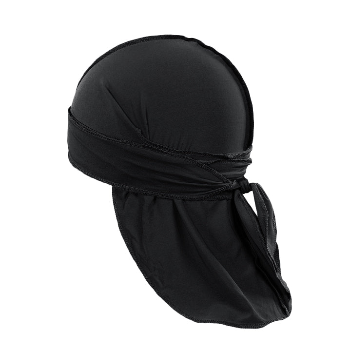 6 Pack Durags for Men Stylish Waves Headscarf & Doo Rag Tail (Black)