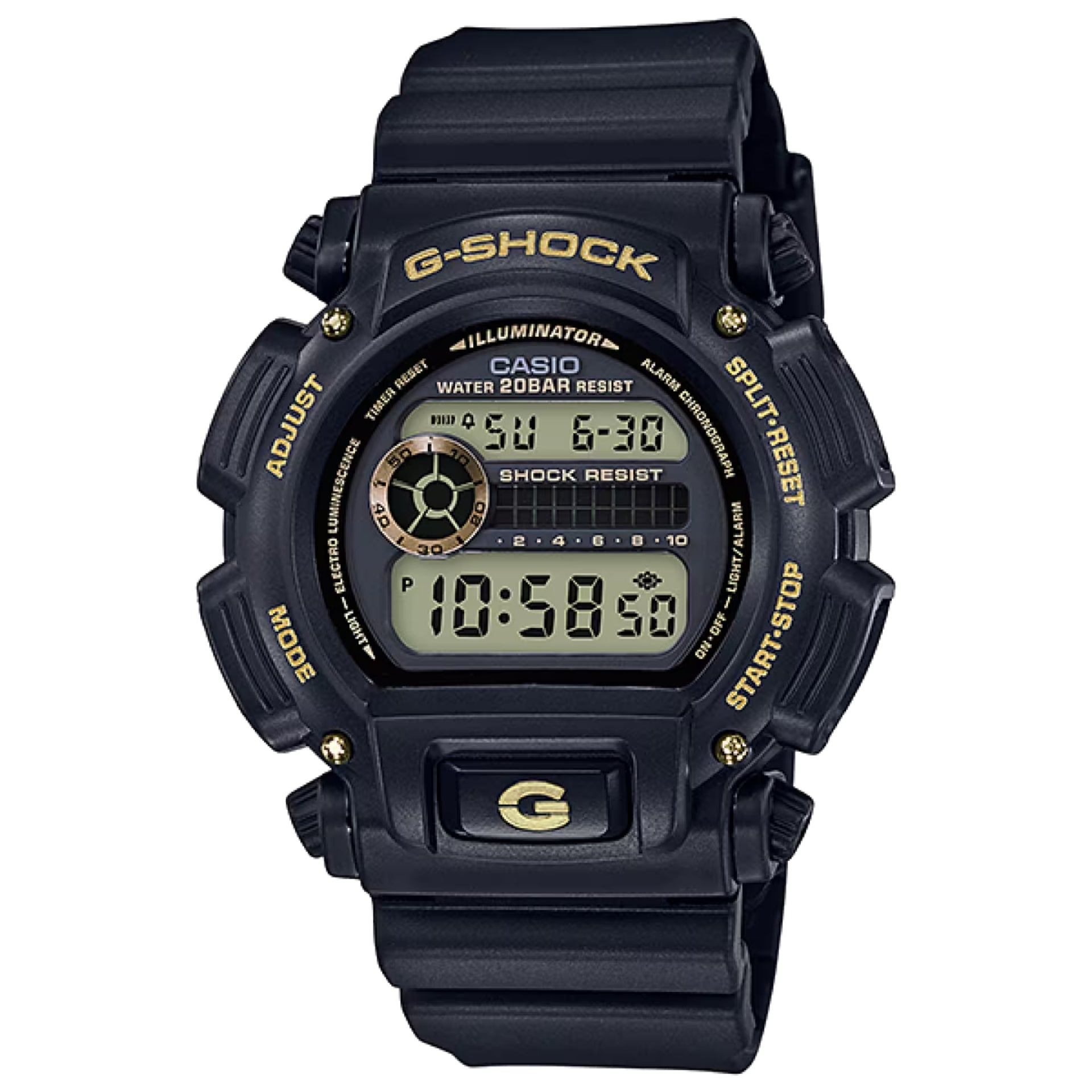 Casio G-SHOCK Men's Gold Accent Digital Watch Black Resin Strap - DW-9052GBX-1A9
