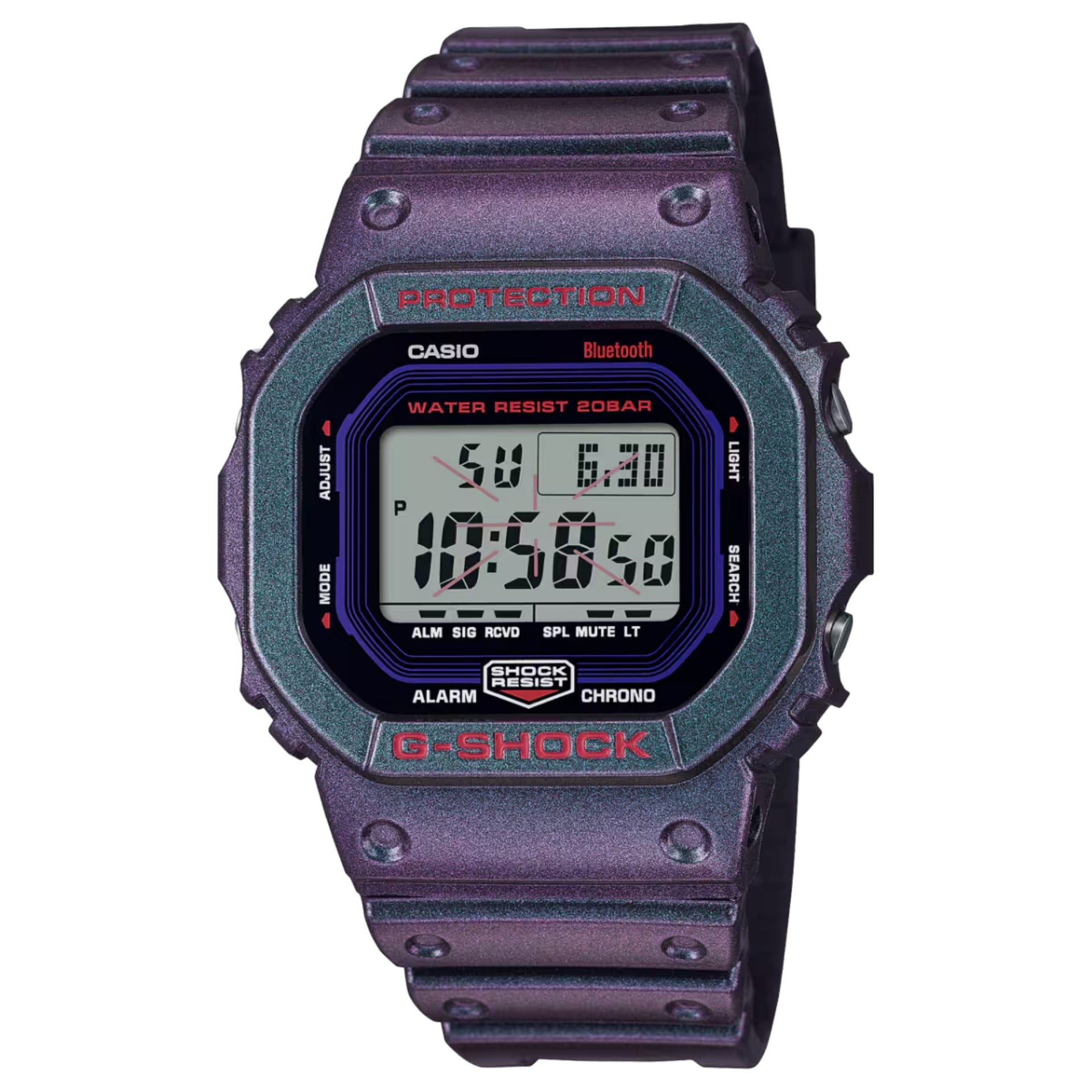 Casio G-SHOCK Men's Purple Dial Digital Watch Purple Resin Strap - DW-B5600AH-6DR
