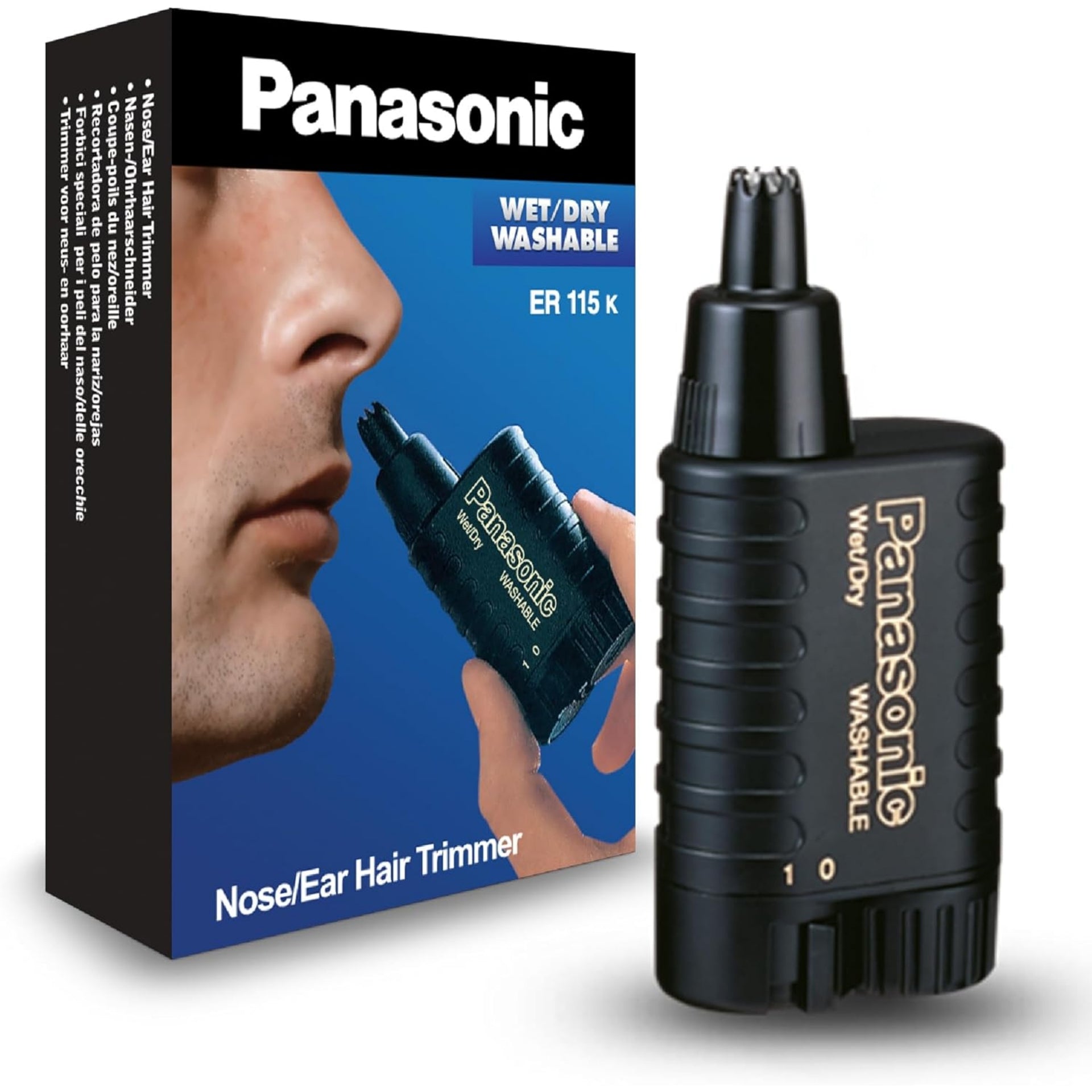 Panasonic ER115 Nose and Ear Hair Trimmer - Wet Dry Rotary Grooming Tool - ER-115-MI