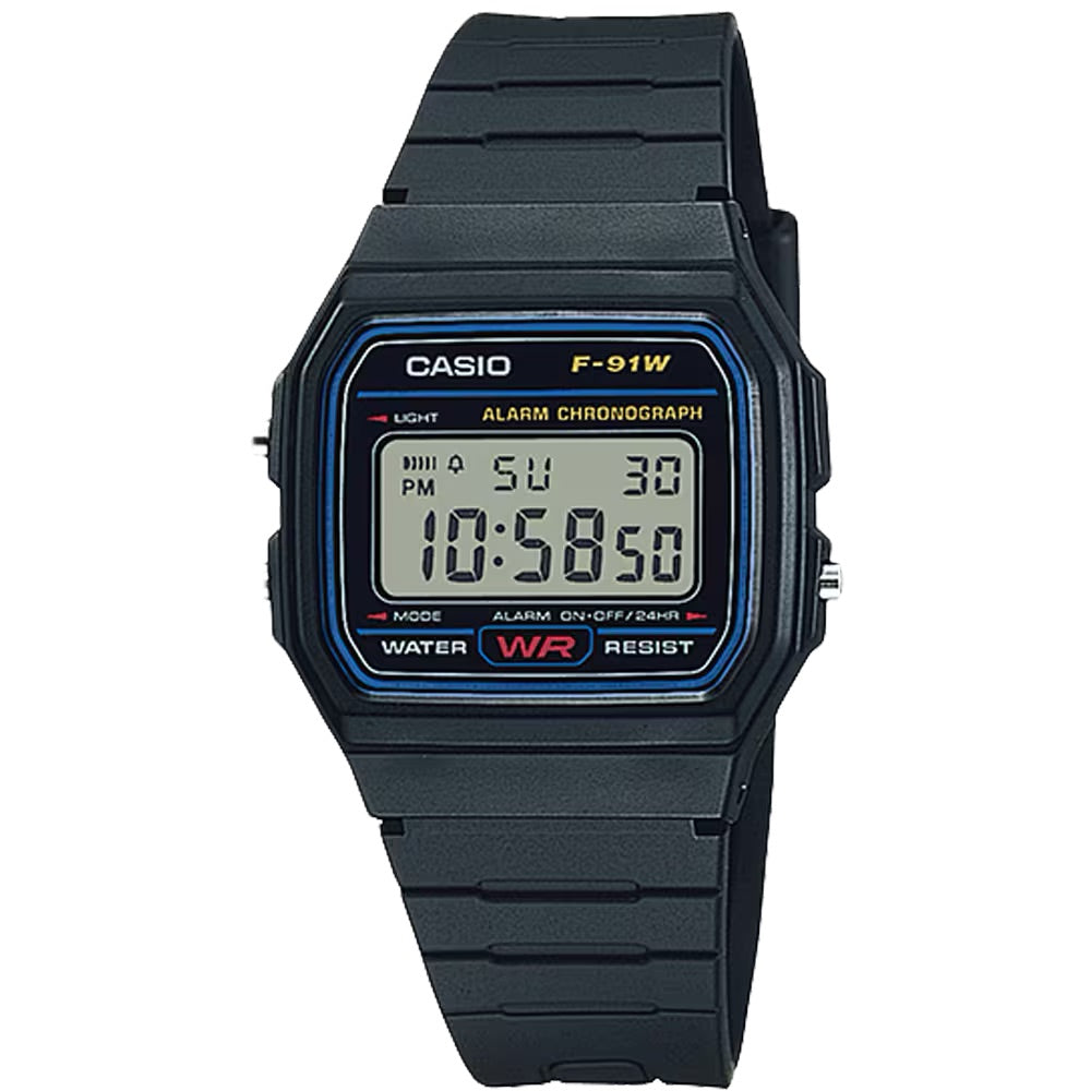 Casio Men's Classic Digital Watch with Black Strap - F-91W-1