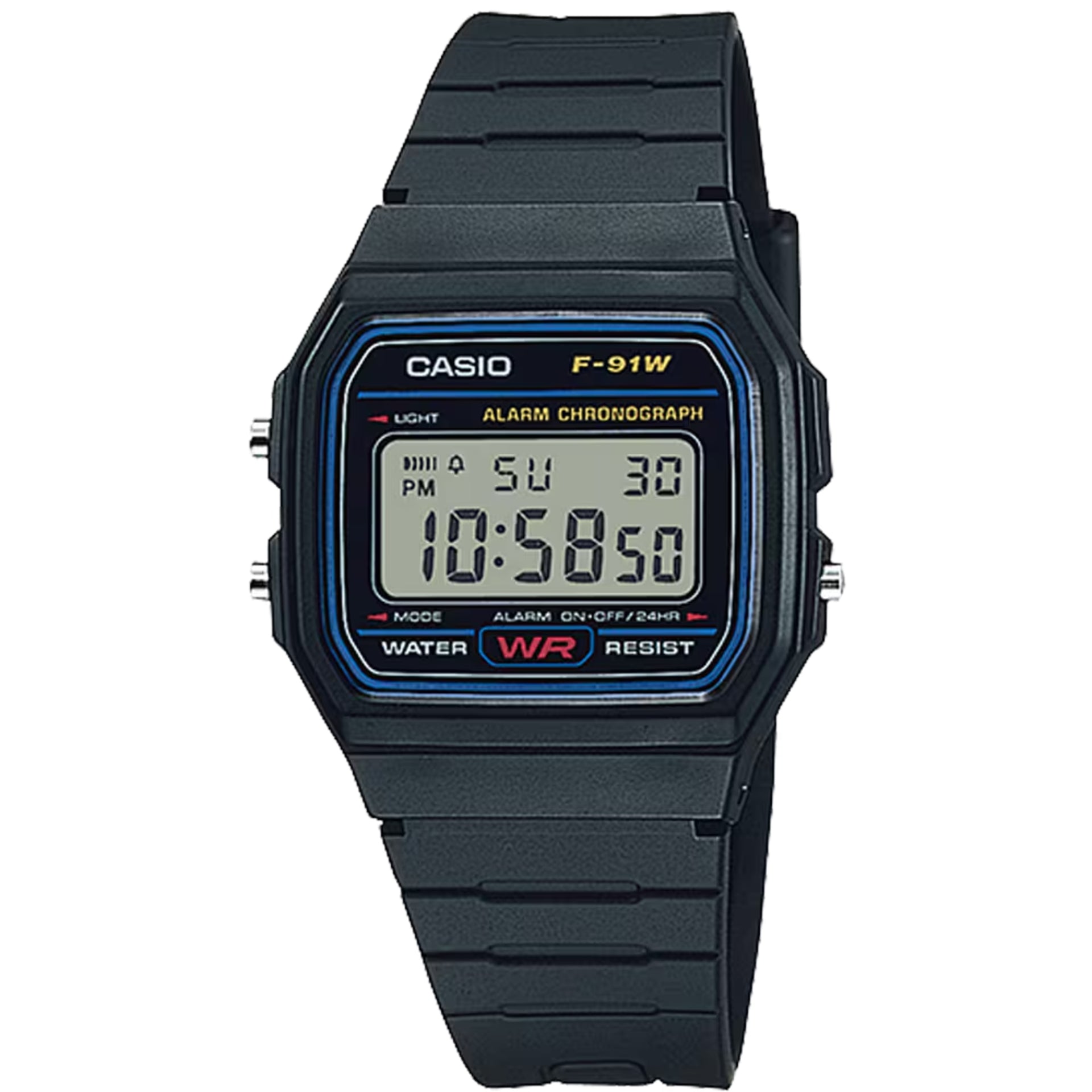 Casio Men's Classic Digital Black Resin Alarm Chronograph Watch - F-91W-1X