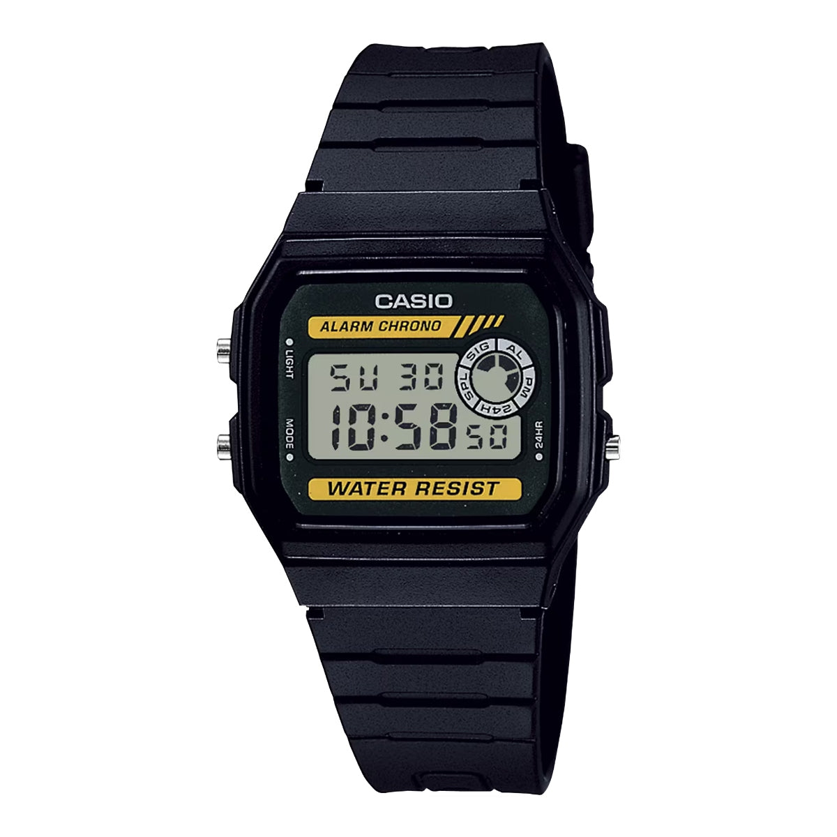 Casio Men’s Digital Watch with Gray Dial and Gold Accents - F-94WA-9